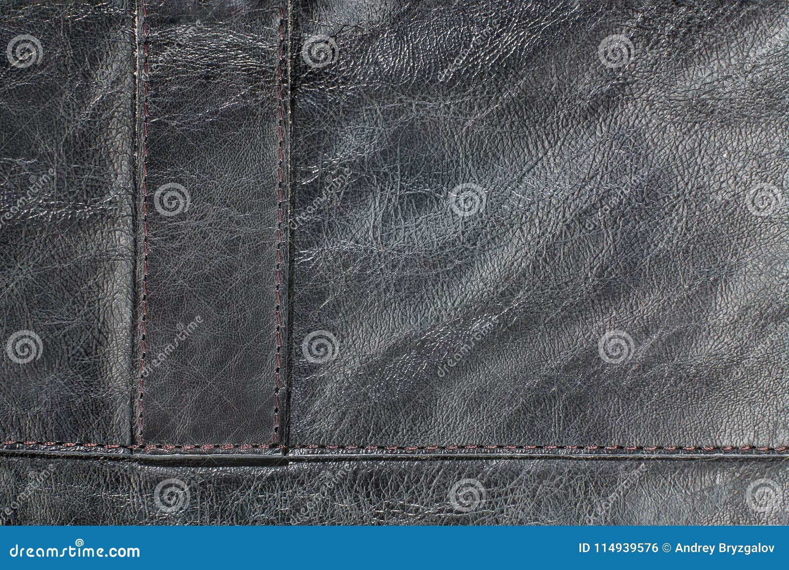 Dark Natural Brown Leather Texture with Stitches. Space for Text Stock ...