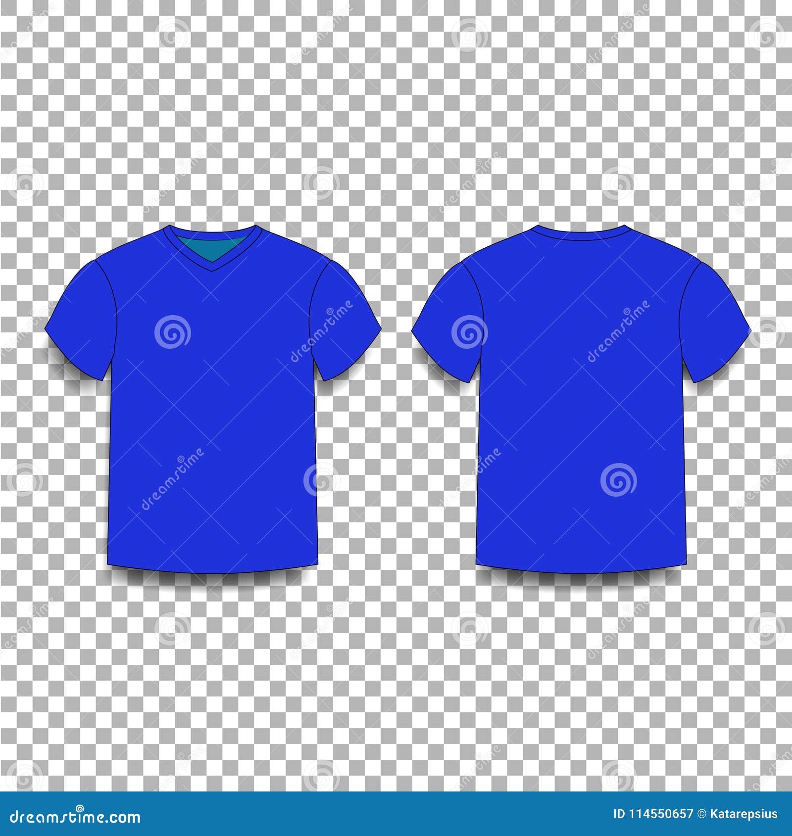 Download Dark Navy Blue, Men`s T-shirt Template V-neck Front And Back Side Views. Stock Vector ...