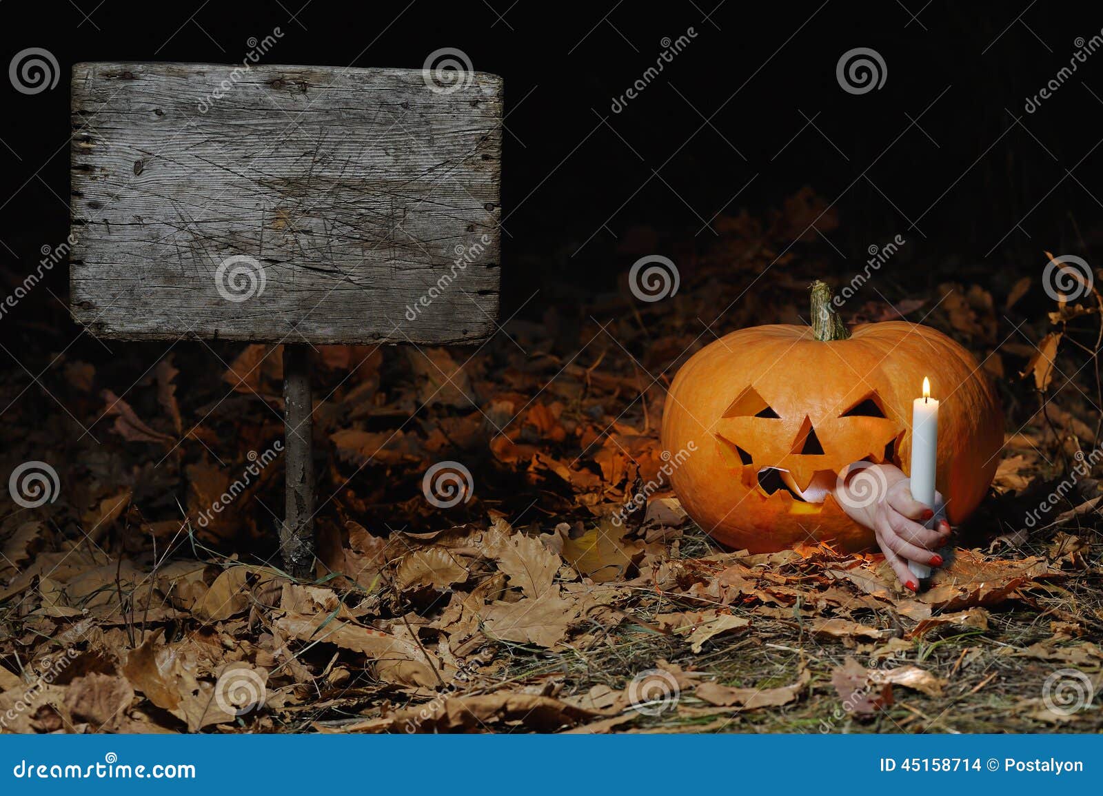 Dark Night Pumpkin Candle Lights the Way. Stock Photo Image of autumn