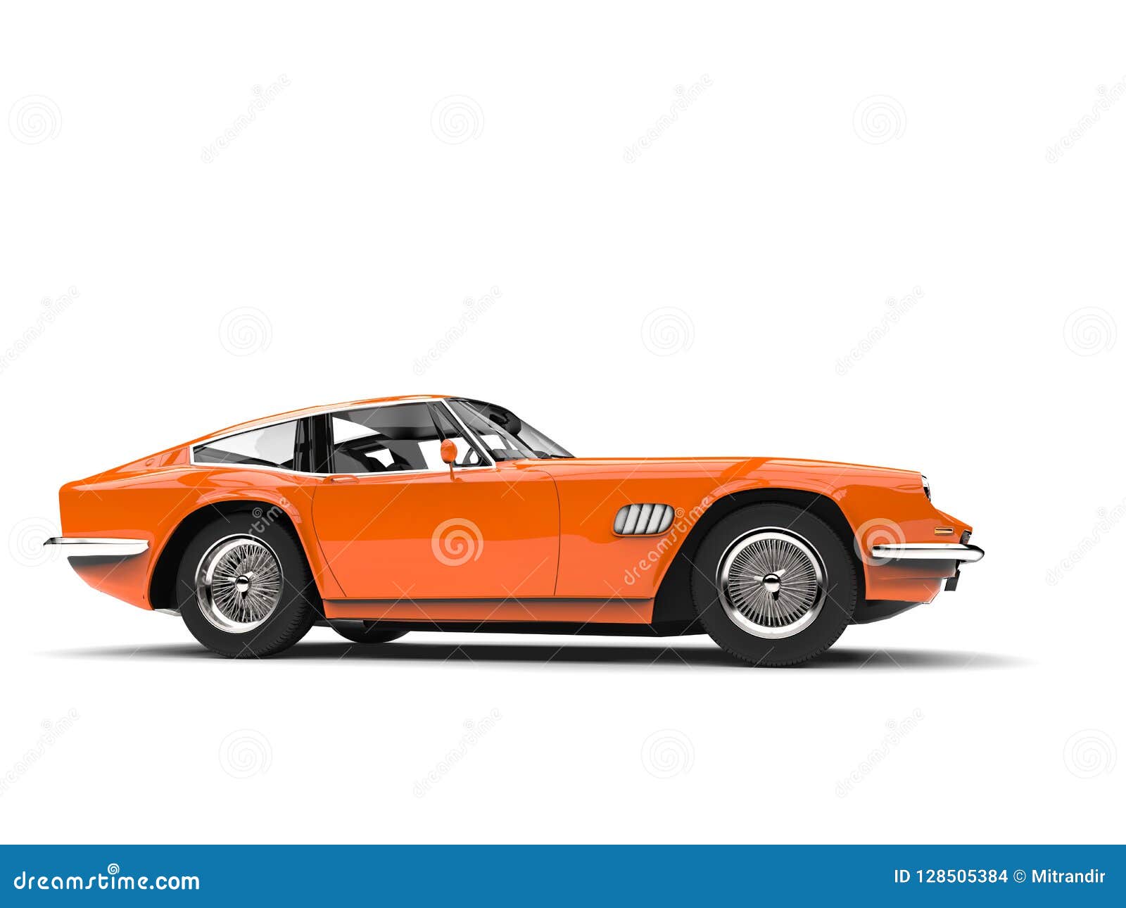 Dark Orange Vintage Race Fast Car - Side View Stock ...