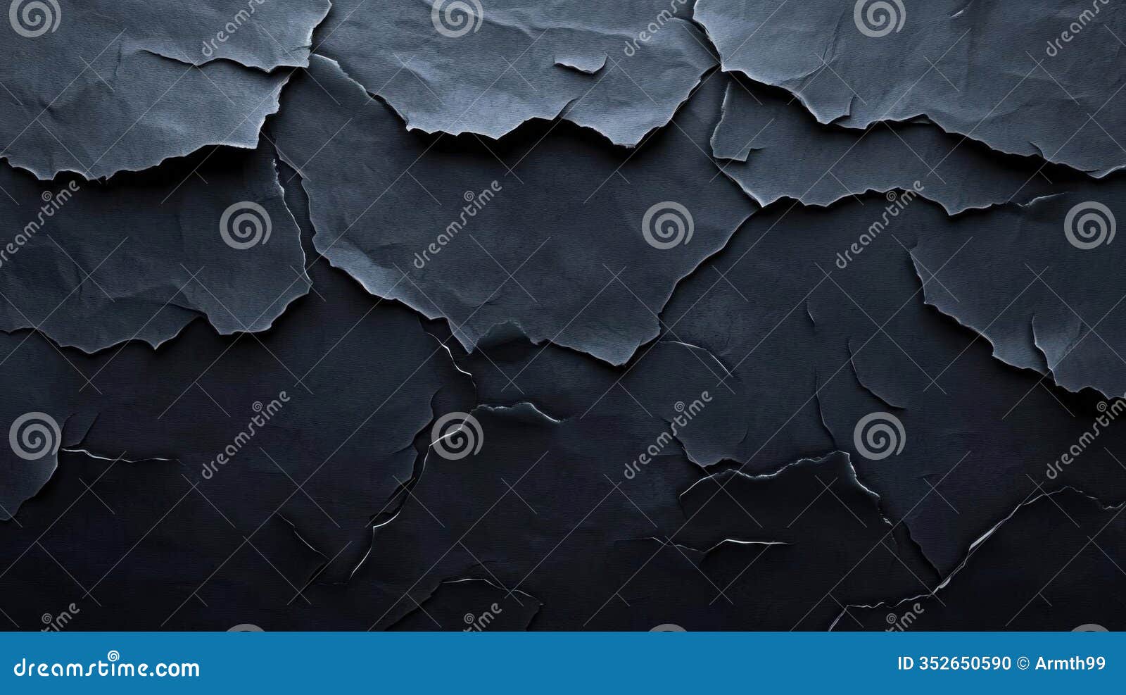 dark paper creates abstract texture with cracks and shadows, deep contrast background 
