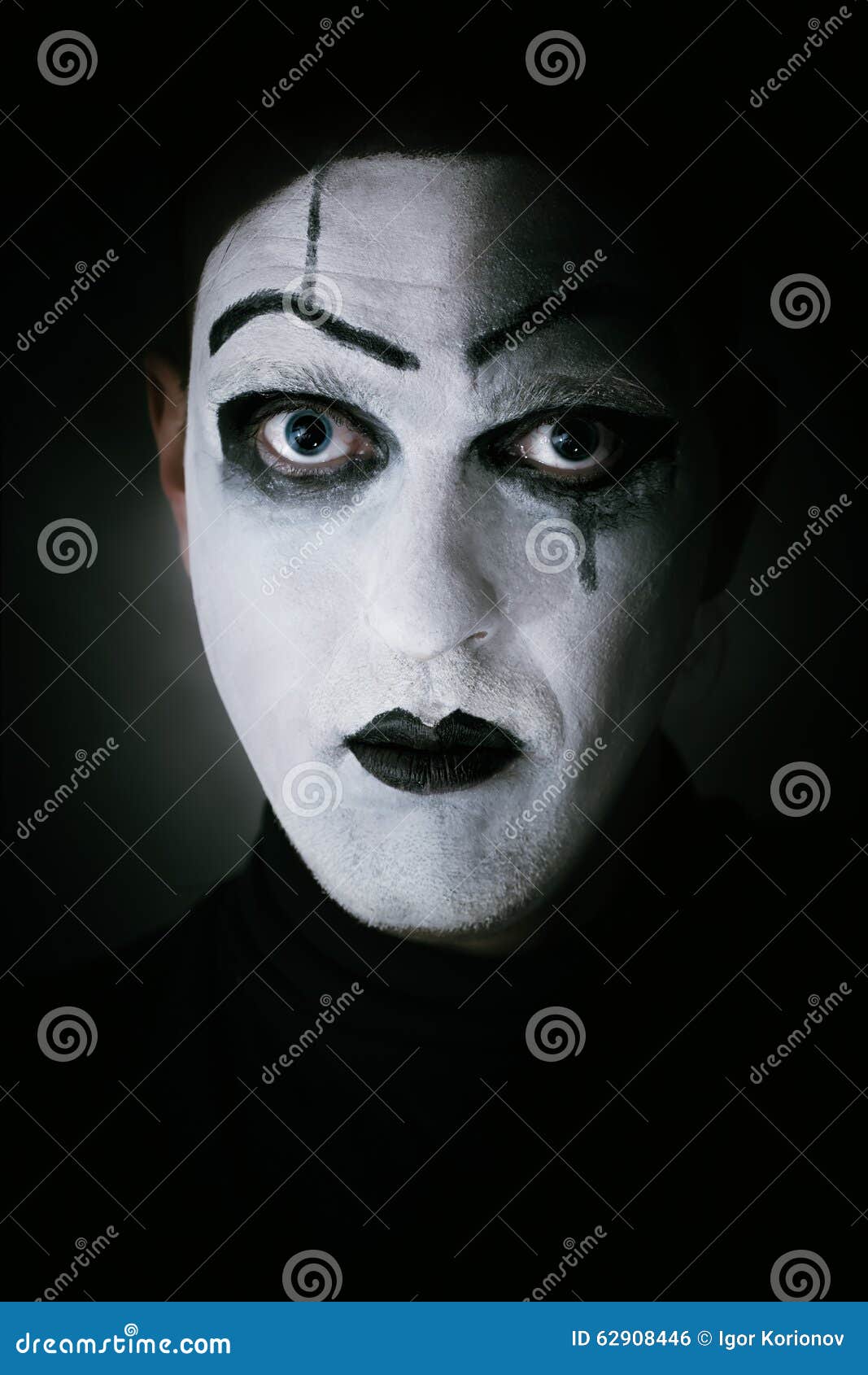 Dark portrait mime actor stock photo. Image of human - 62908446