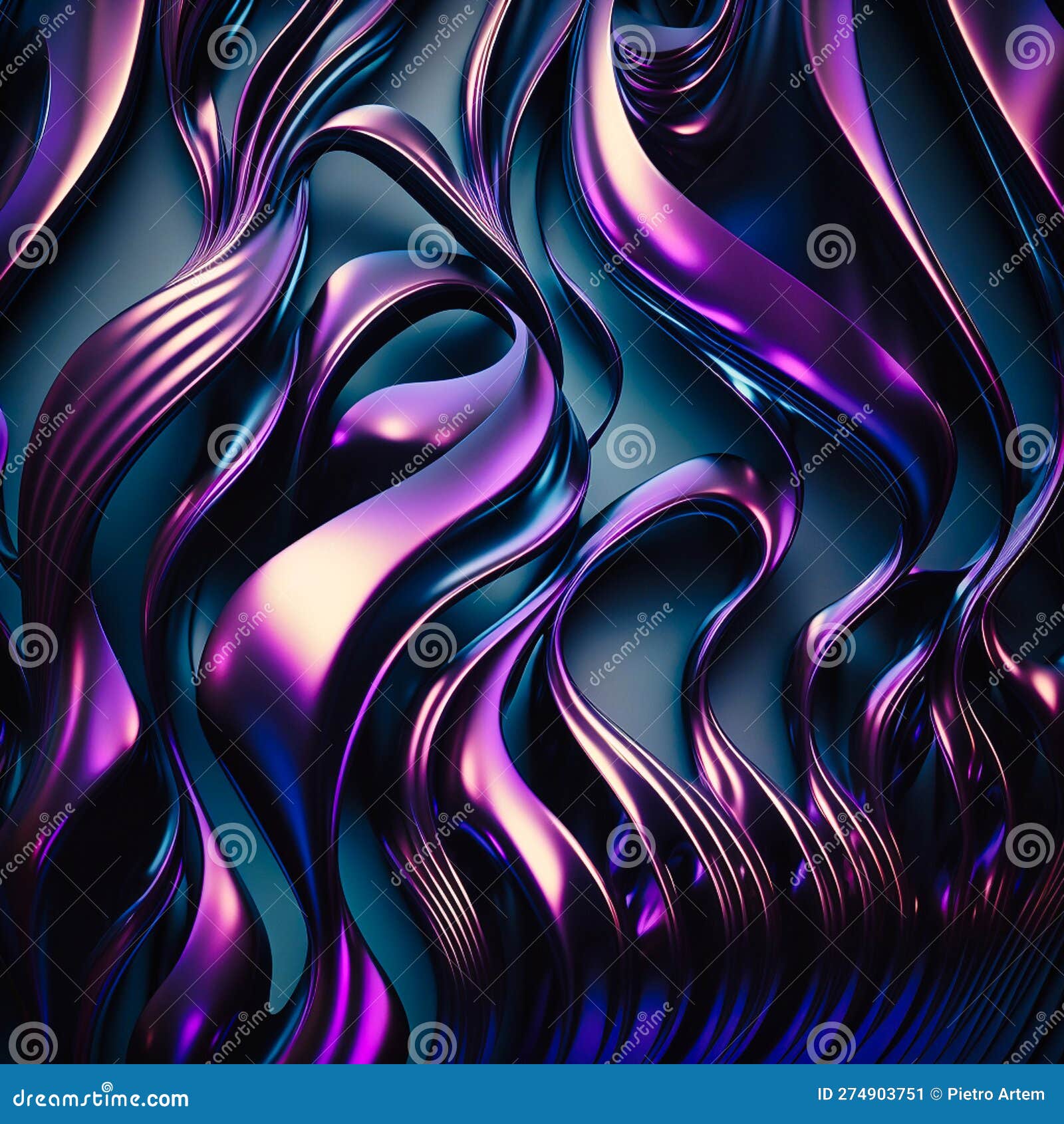 Dark Purple and Blue Glossy Wallpaper with Abstract, Generative AI