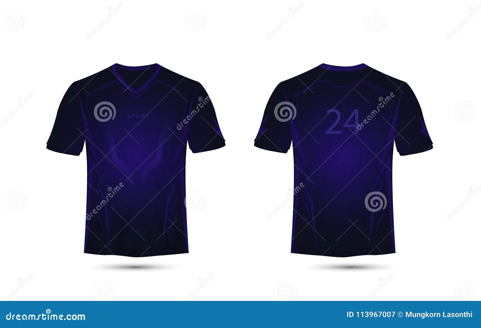 Blank Purple Raglan Soccer Jersey Template Stock Vector (Royalty