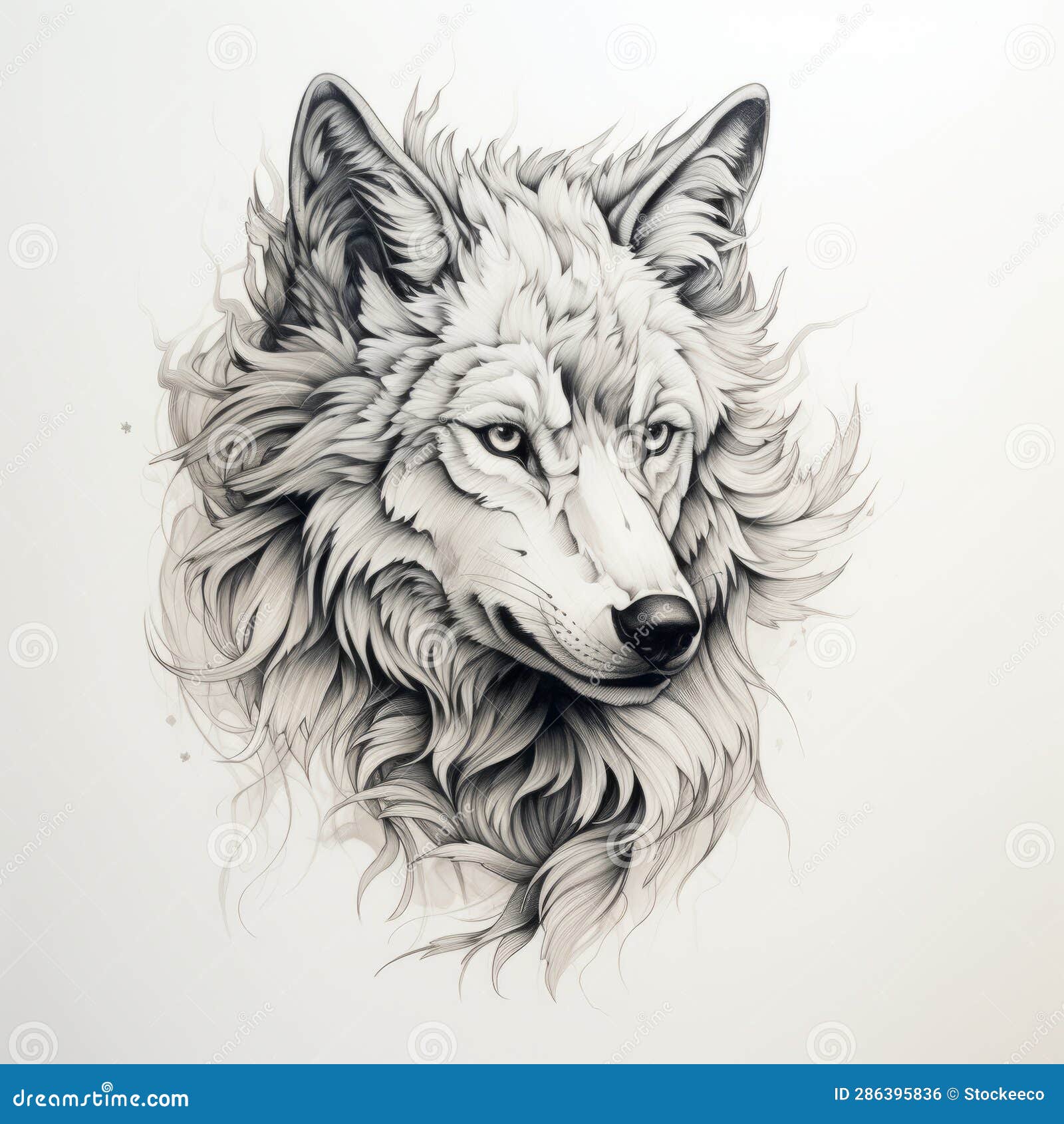 dark and raw wolf tattoo  with hidden details