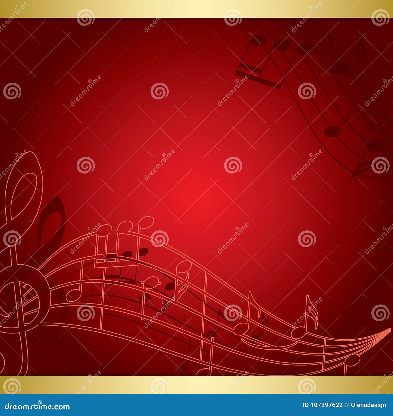 Dark Red Background with Music Notes Vector Musical Flyer Stock