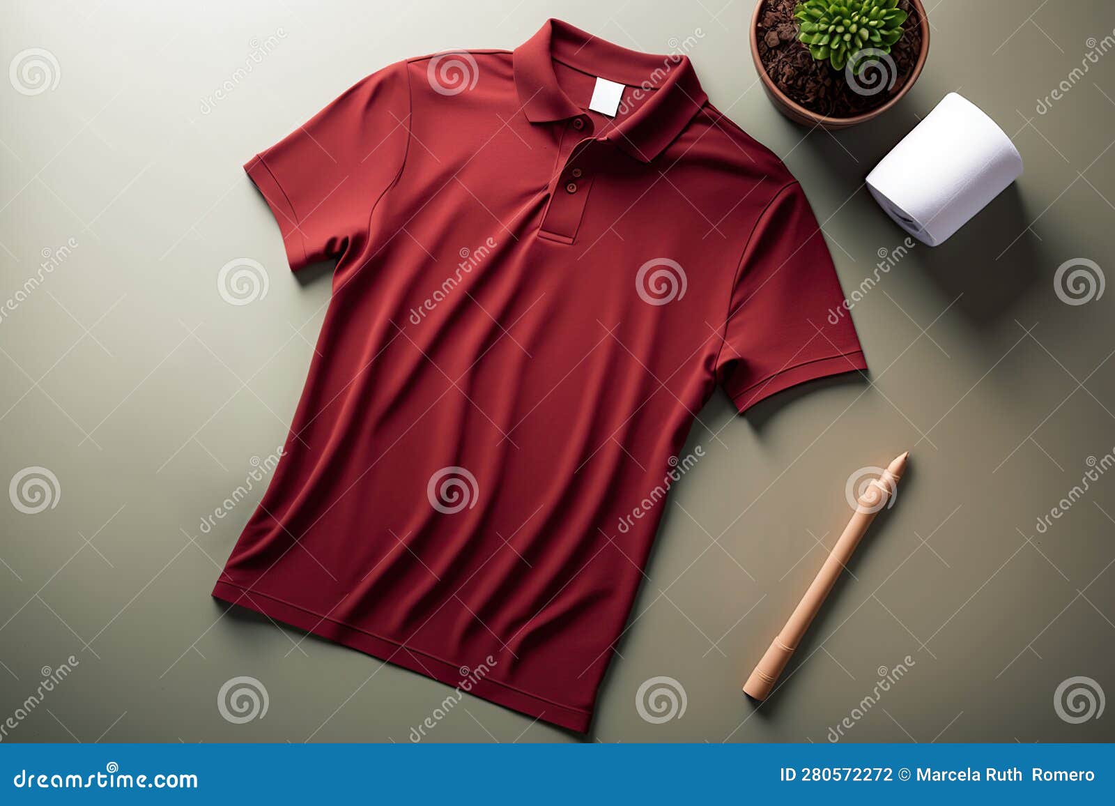 Dark Red Polo Shirt Short Sleeve, Template, Mockup. Generative AI ...