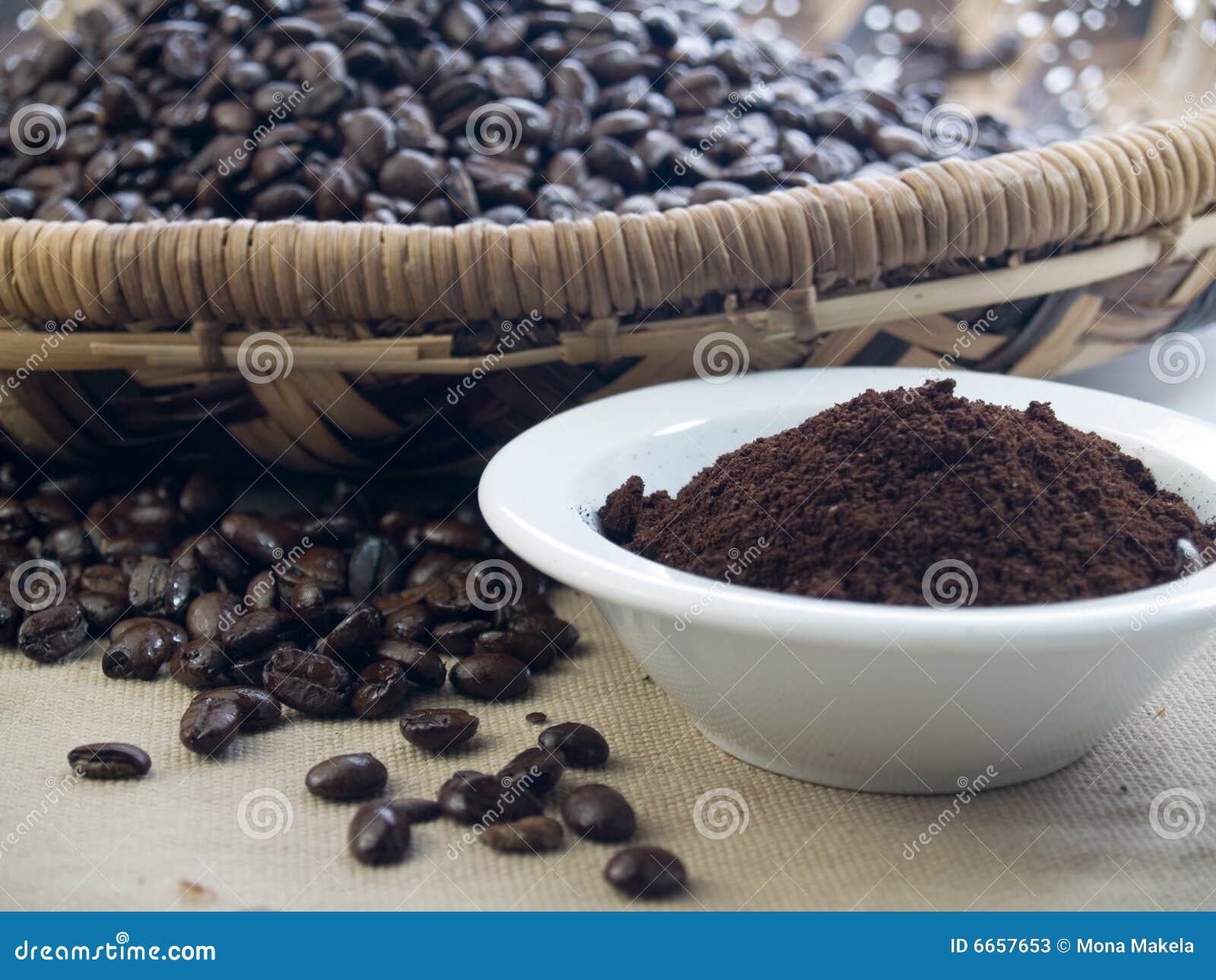 Dark roast ground coffee stock image. Image of bowl, roast 6657653