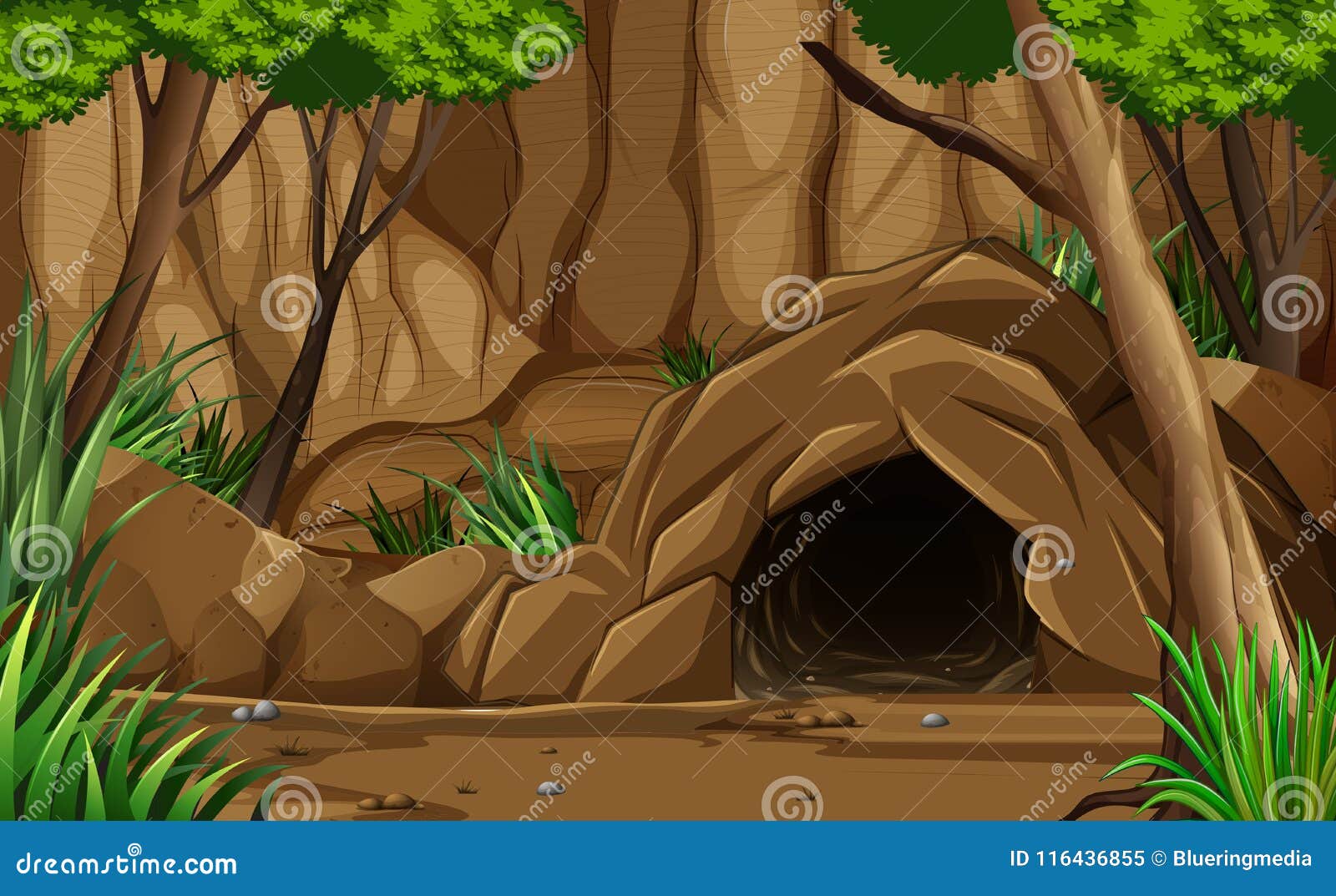 A Dark Rocky Cave from Outside Stock Vector - Illustration of hole ...