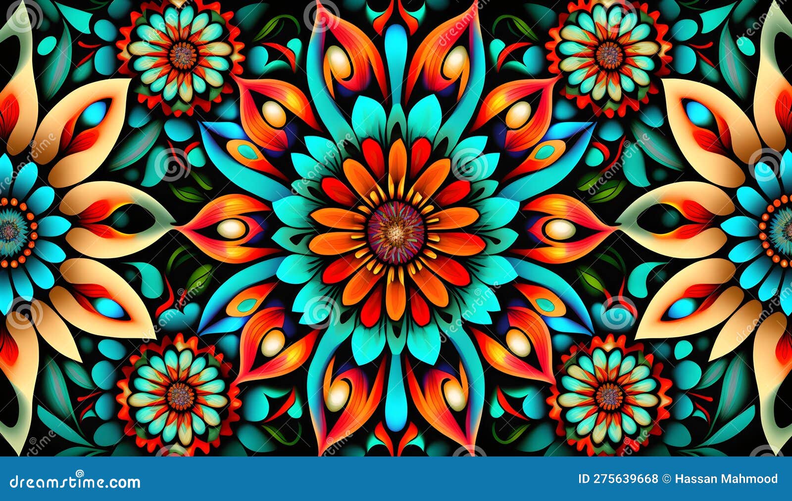 dark seamless pattern with beautiful colorful flower s, perfect for abstract backgrounds