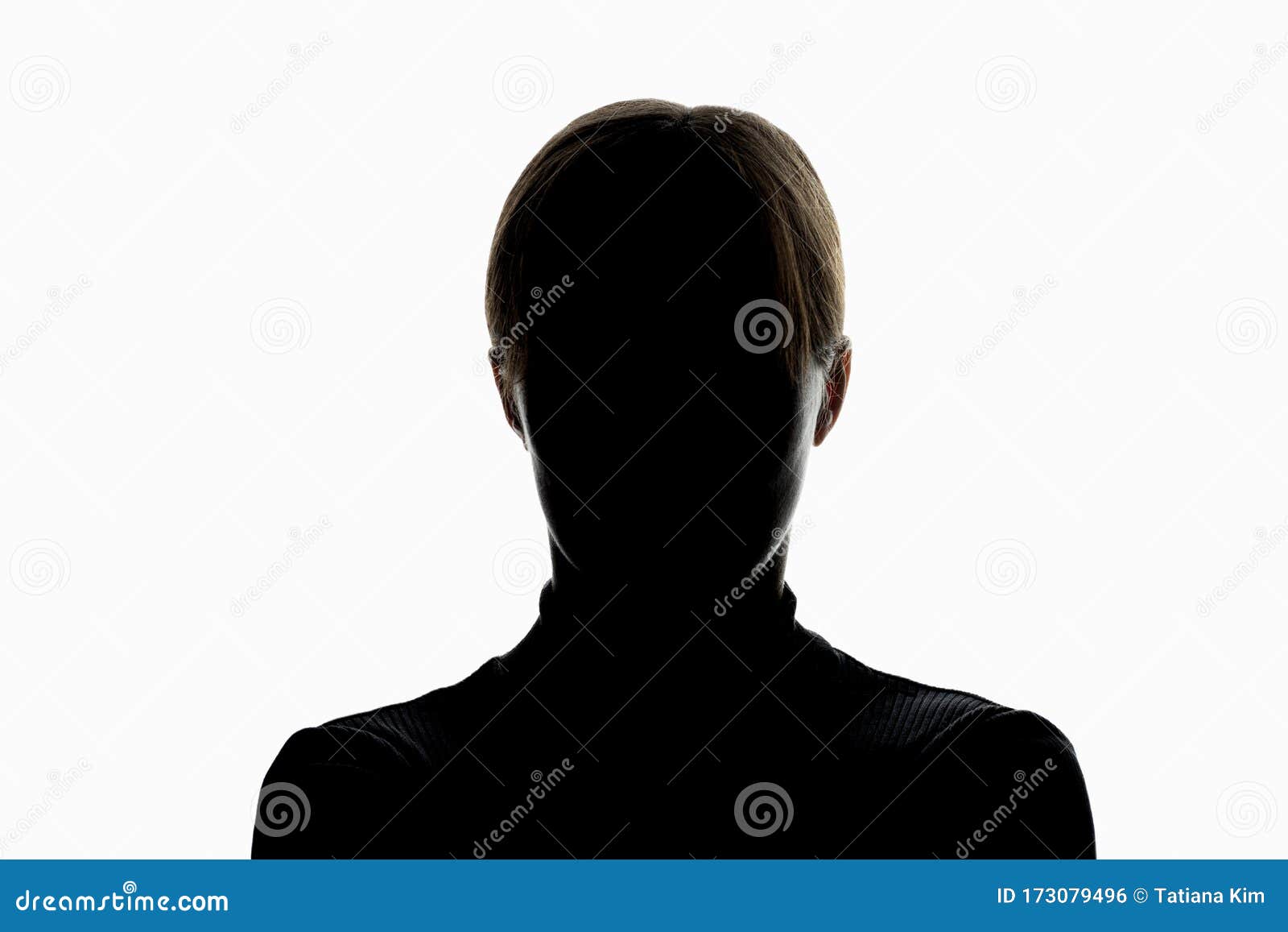 dark silhouette of girl  on white background, the concept of anonymity