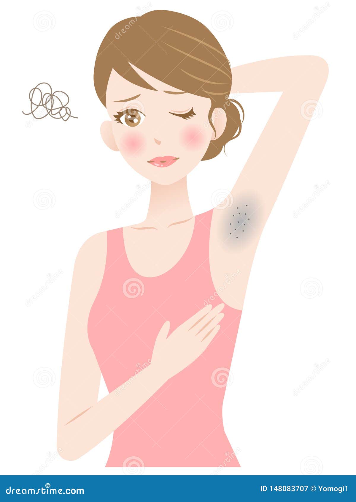 Dark Spot Under Womanâ€™s Arm. Woman Armpit Hair Removal. Beauty and  Healthy Skin Care Concept Stock Vector - Illustration of woman, beauty:  148083707