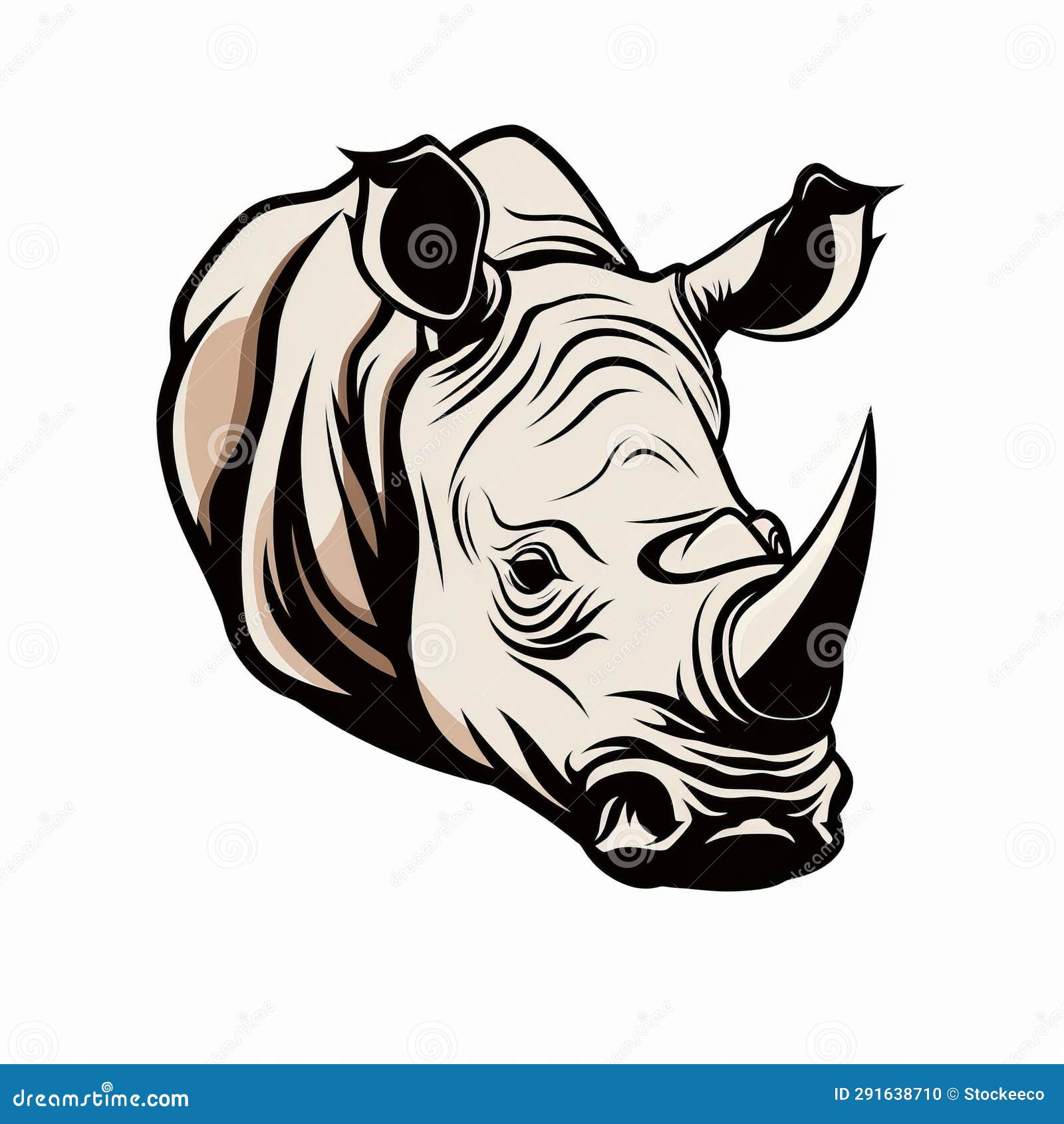 dark white and beige rhino head  