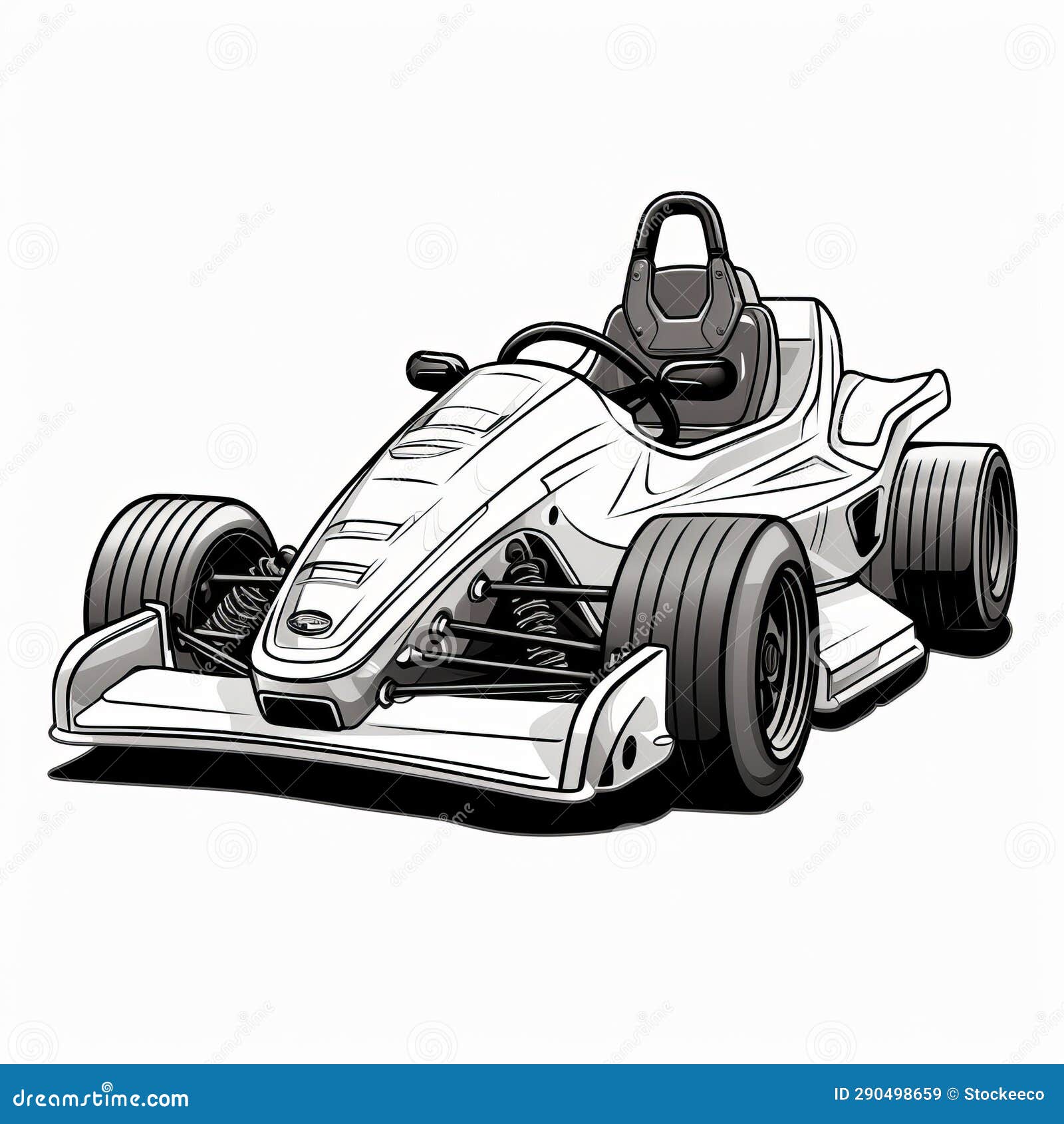 Dark and White Race Car Drawing Vector Illustration Stock Illustration