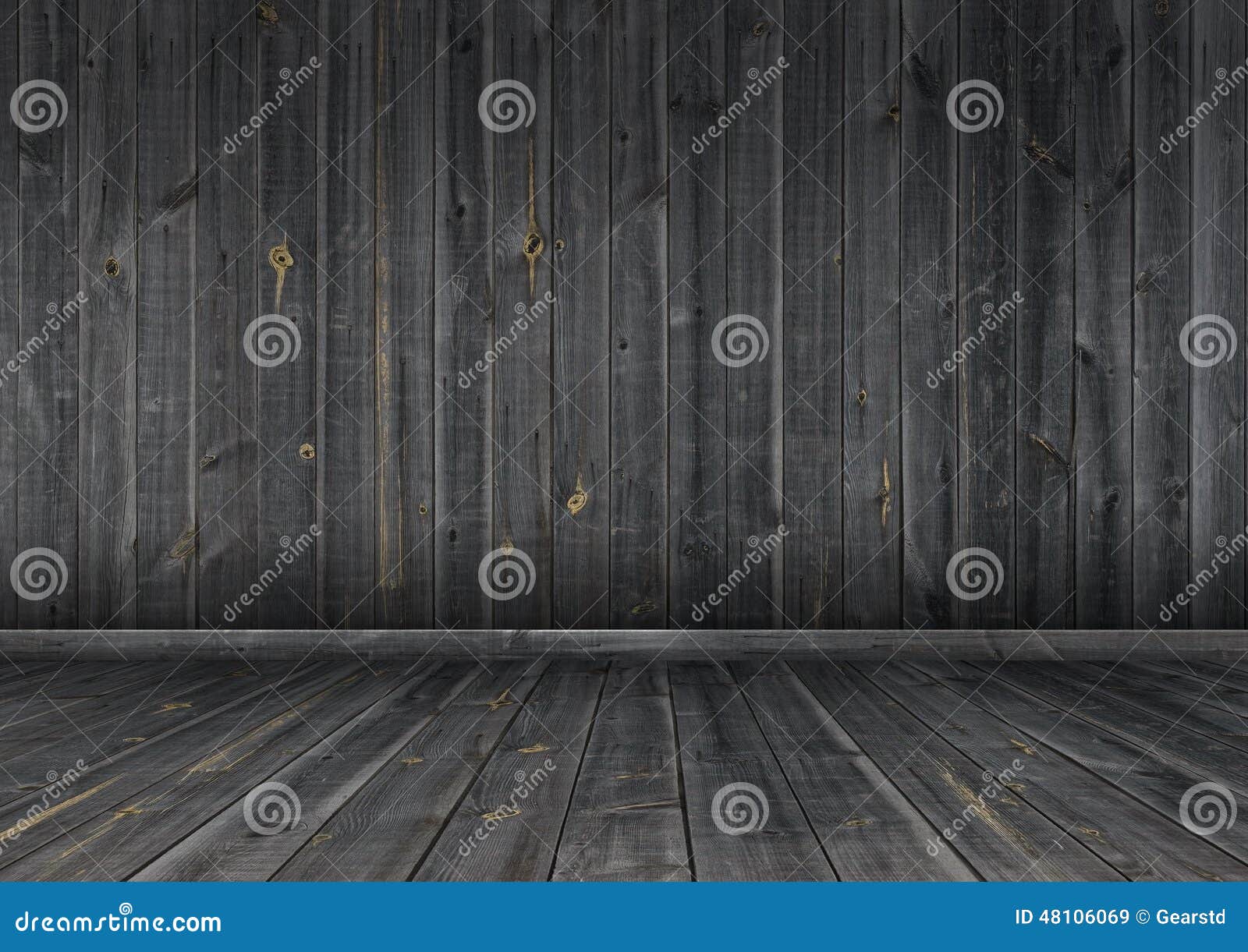 Dark Wood Wall and Floor, Background Texture Stock Illustration