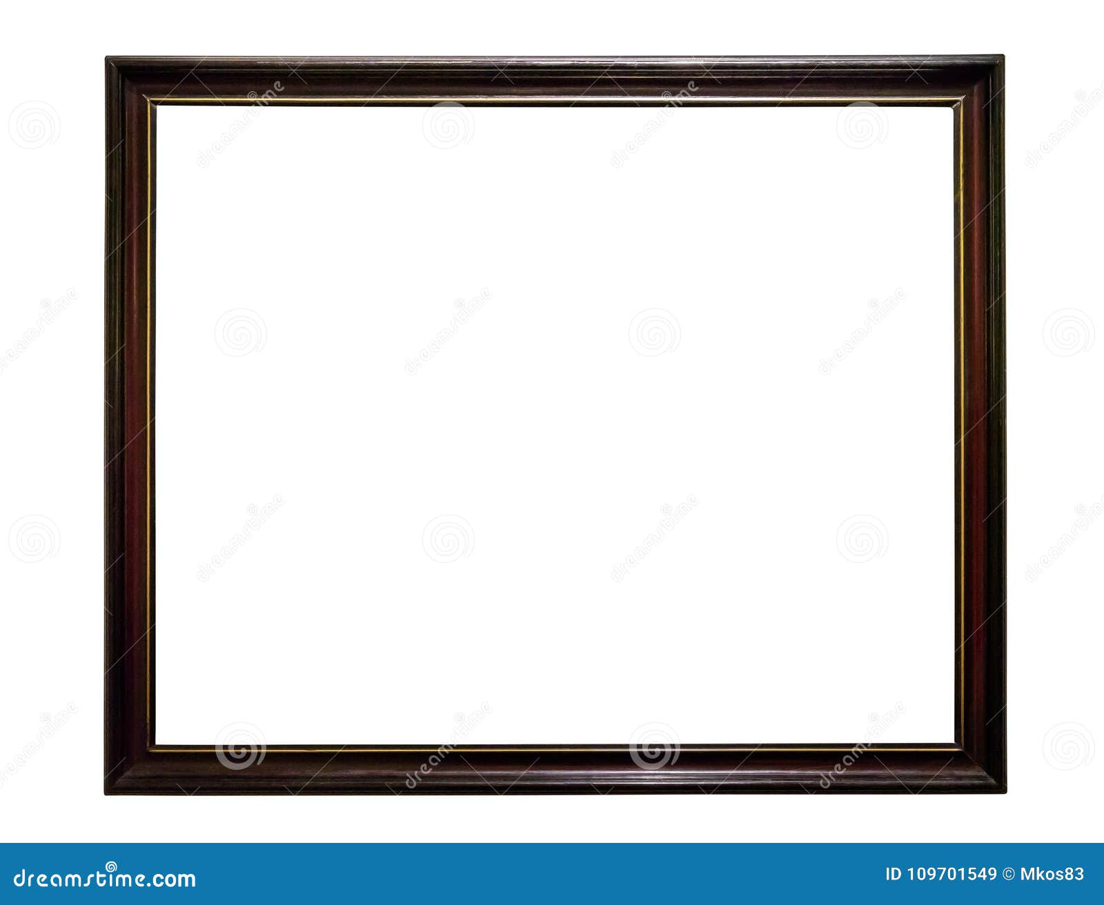 Dark Wooden Picture Frame on White Backround Stock Image Image of single, border 109701549