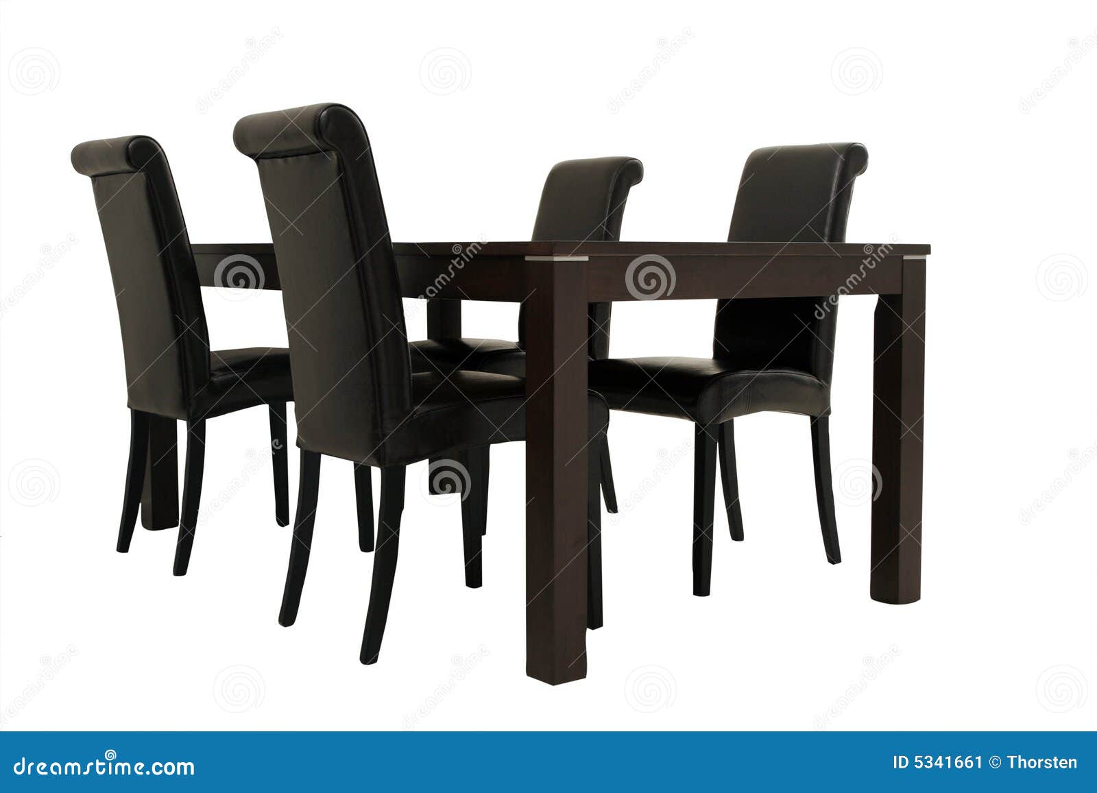 Dark Wooden Table and Chairs Stock Image Image of isolated, modern 5341661