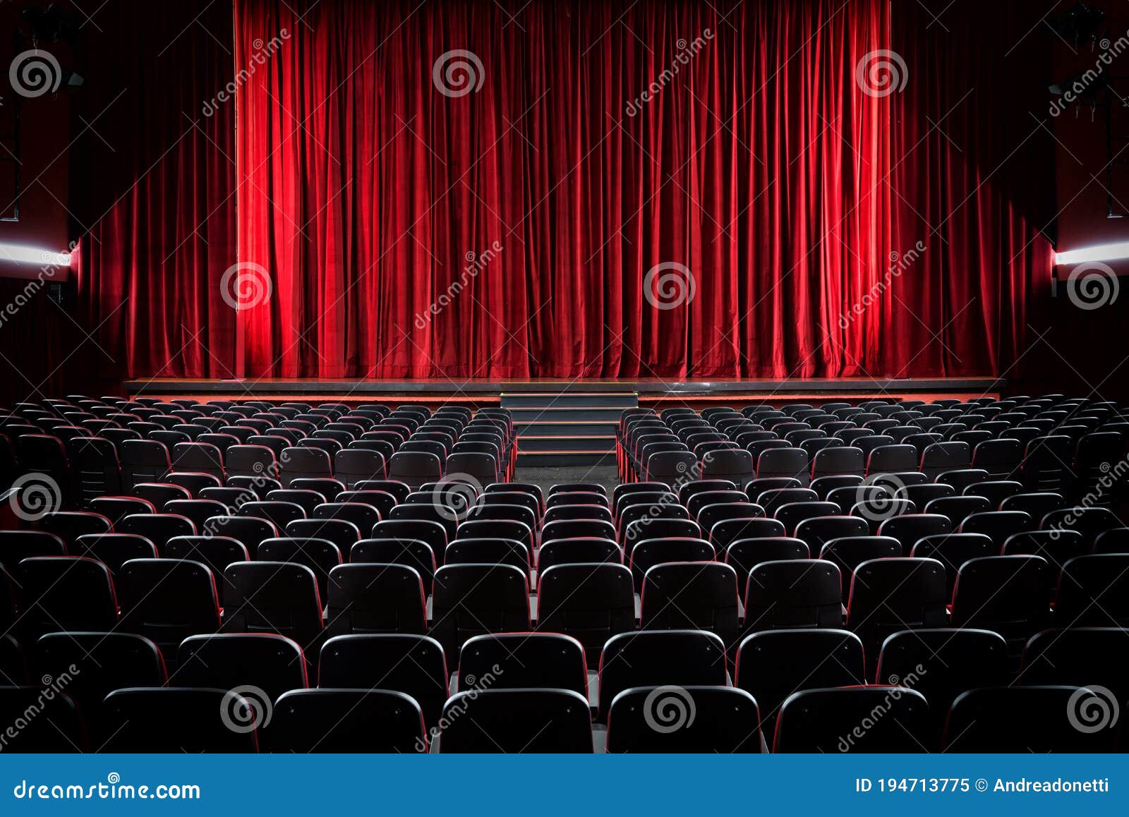 Darkened Empty Movie Theatre and Stage Stock Image - Image of ...