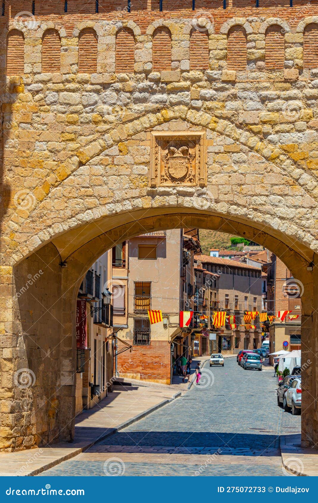 Daroca, Spain, June 5, 2022 Puerta Baja of Spanish Town Daroca