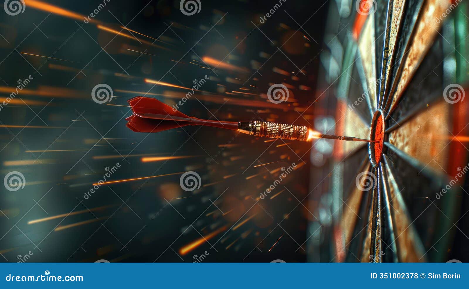 a dart in mid-flight towards a dartboard, capturing the motion