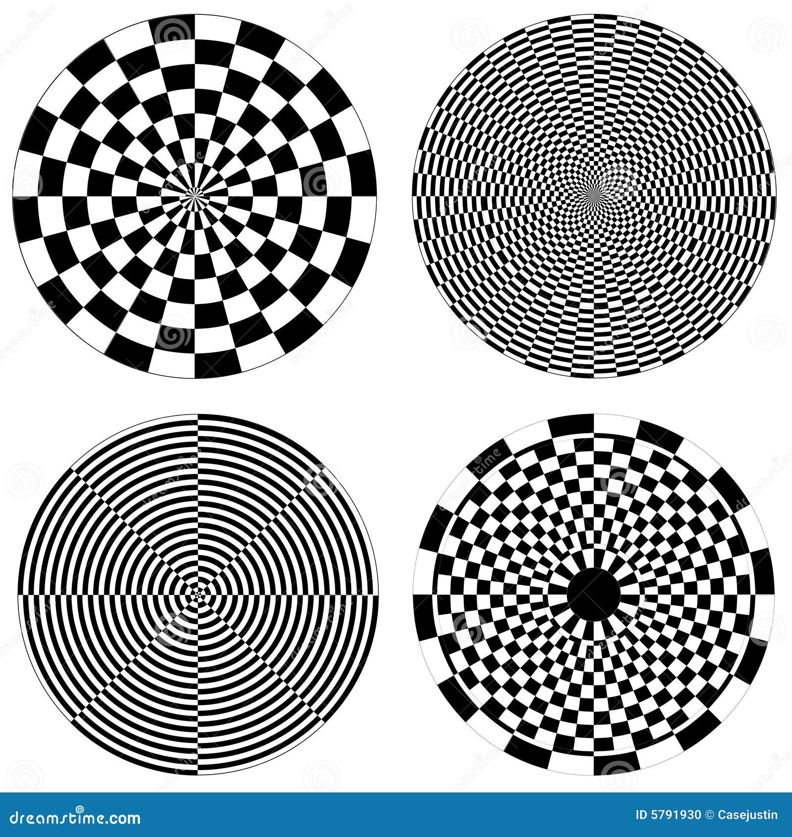 dartboard & checkerboard spirals