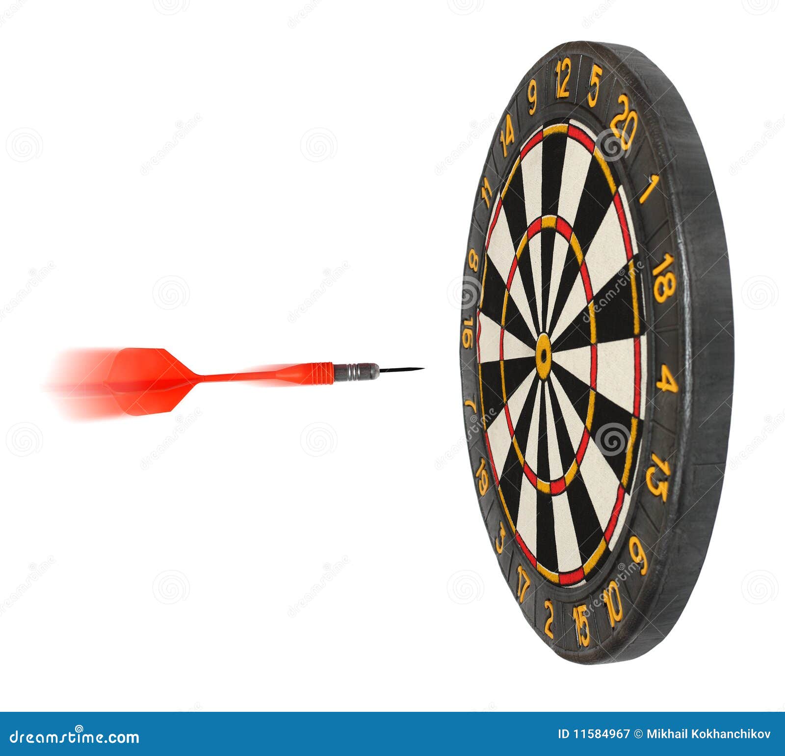 Dartboard with Dart Flying in Aim Stock Image Image of luck, blur