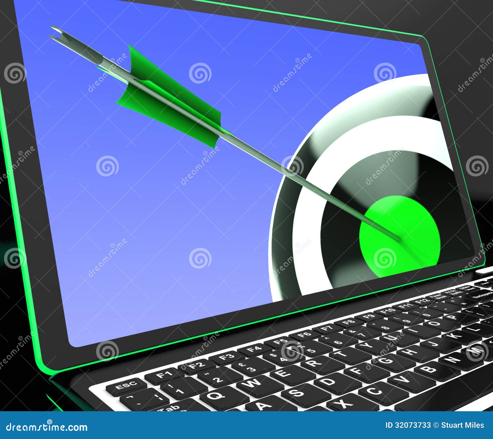 dartboard on laptop showing precise aiming