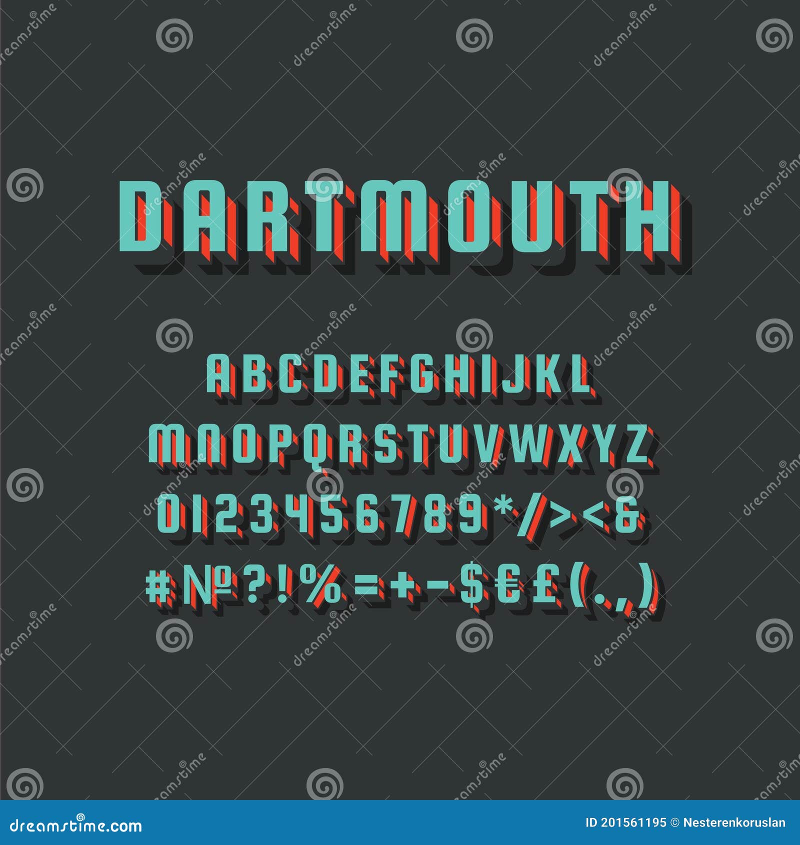 dartmouth vintage 3d  alphabet set