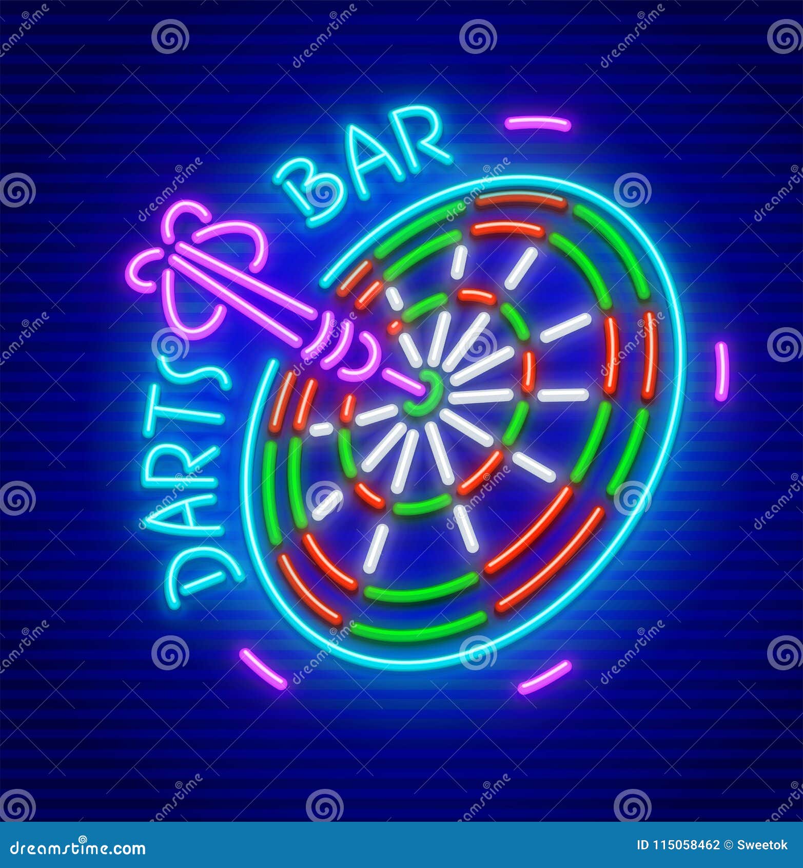 darts bar neon sign icon