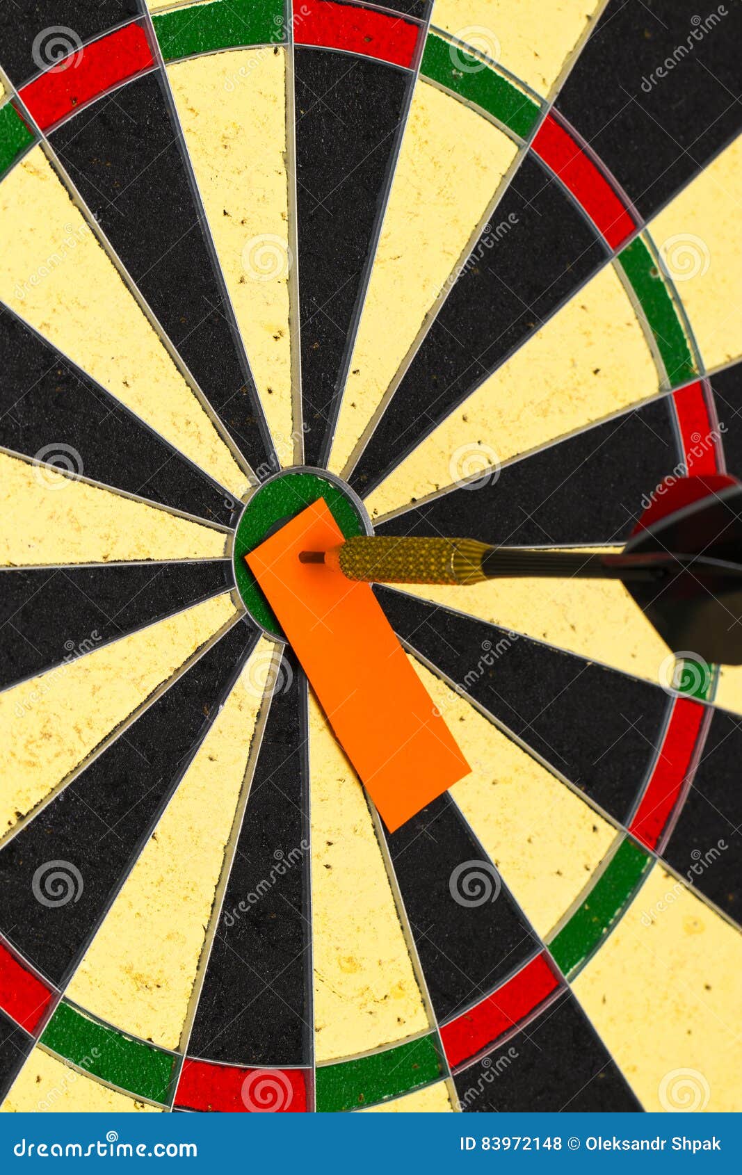 darts with dart which was pinned a sheet of paper for labels