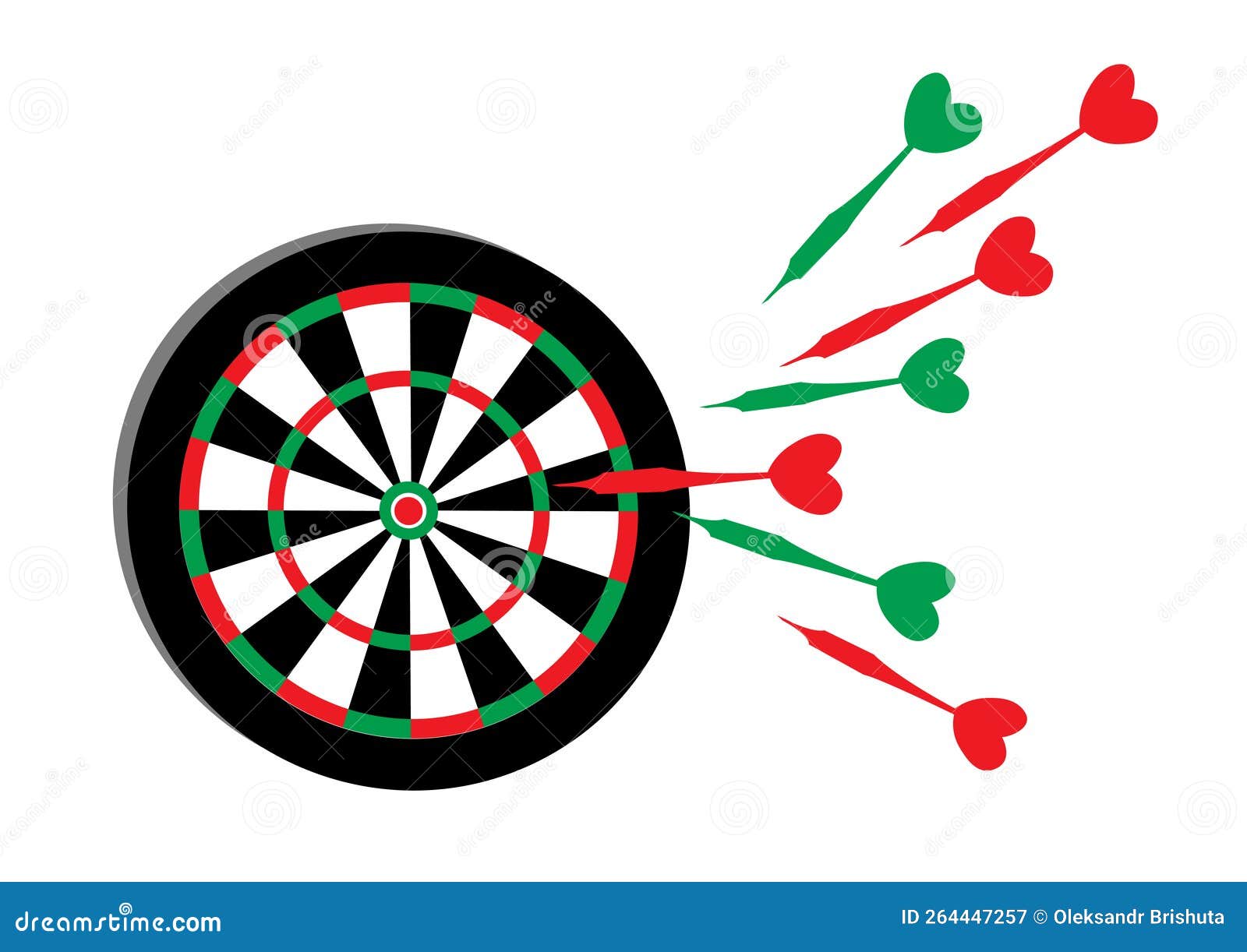 Darts. Multicolored Darts Fly To the Target Stock Illustration