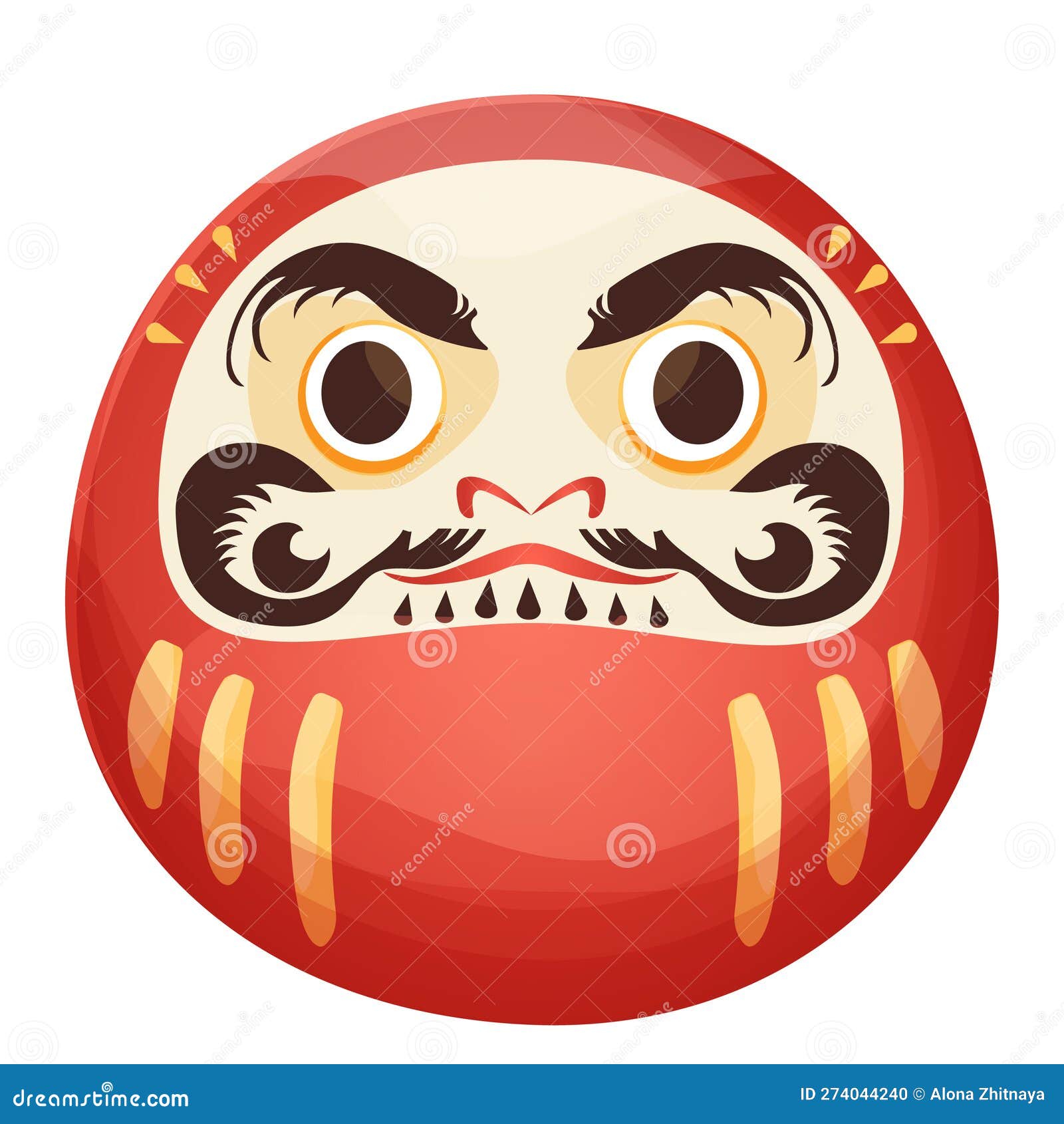 Daruma Red Traditional Japan Doll Talisman with Angry Face, Geld Elements  in Cartoon Style Isolated on White Background. Stock Vector - Illustration  of prayer, japan: 274044240