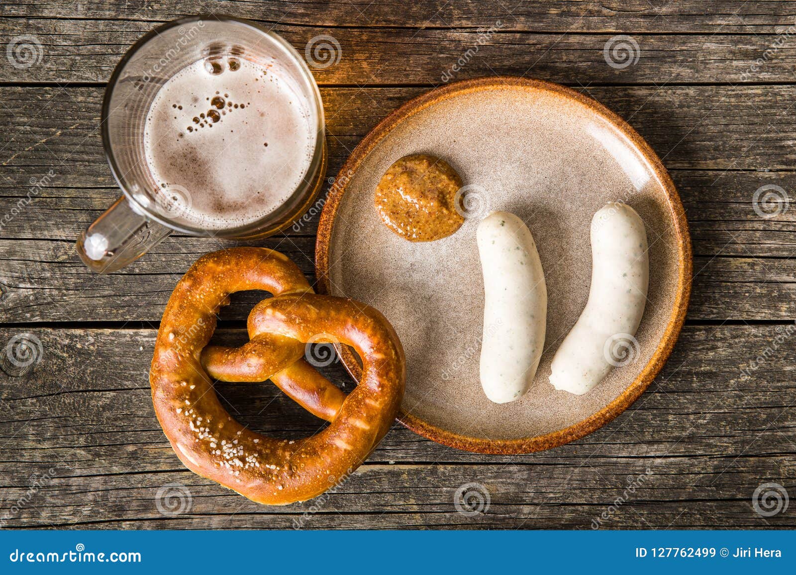 Das Bayerische Weisswurst, Die Brezel Und Der Senf Stockbild - Bild von ...