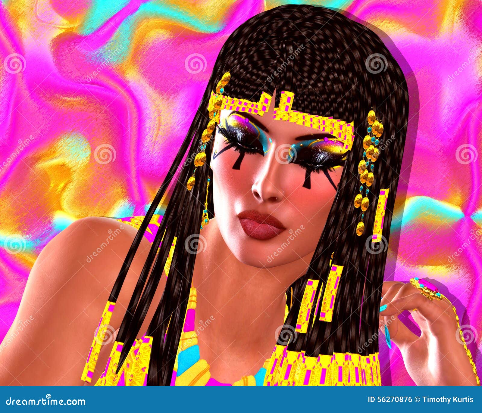 Das Gesicht Der Agyptischen Frau Und Umsponnene Frisur Abschluss Oben Bunte Digitale Kunstszene Stock Abbildung Illustration Von Bunte Agyptischen