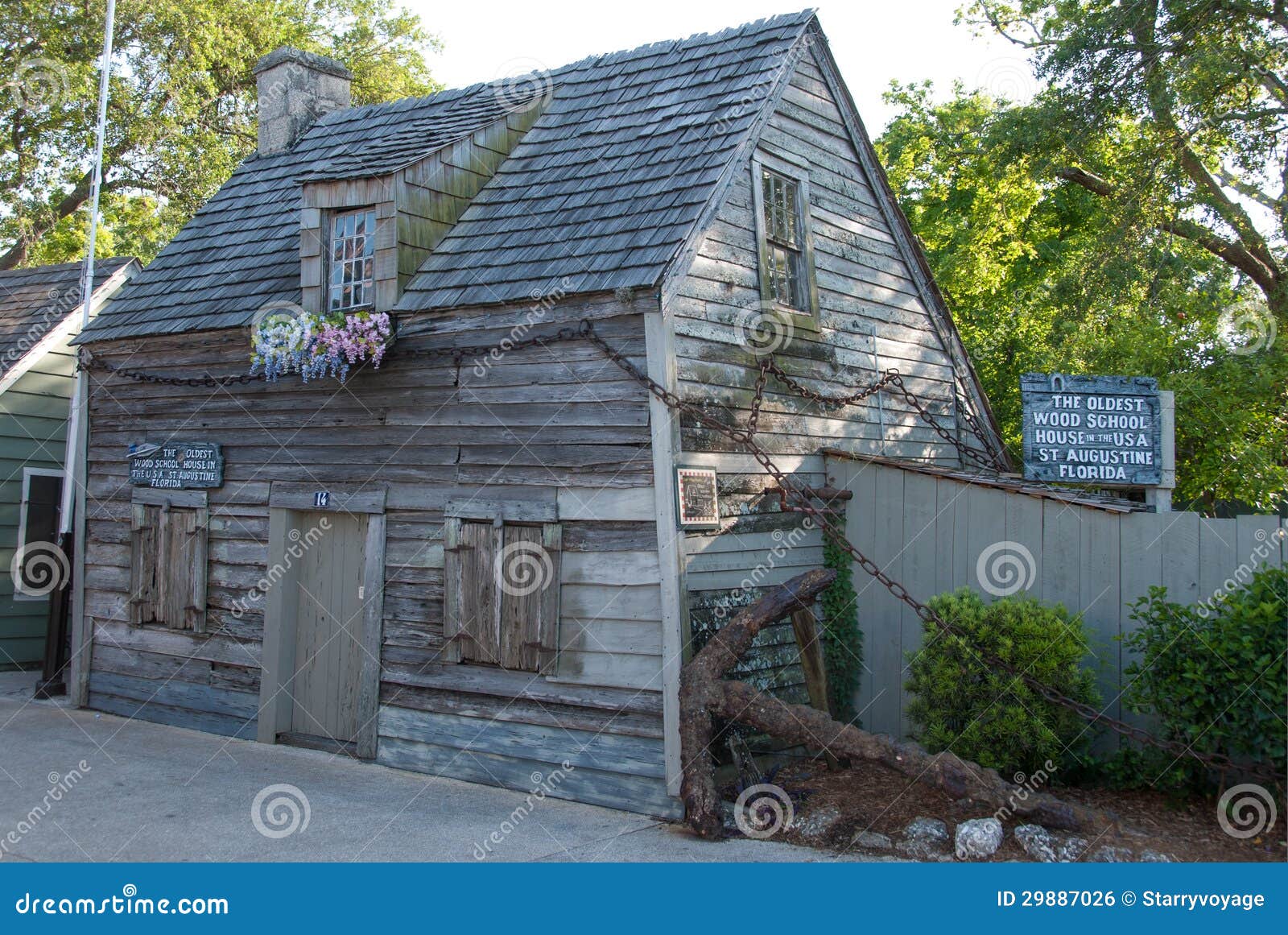 Ältestes hölzernes Schulhaus. Das älteste hölzerne Schulhaus in Amerika in der historischen Stadt von St Augustine, Florida.