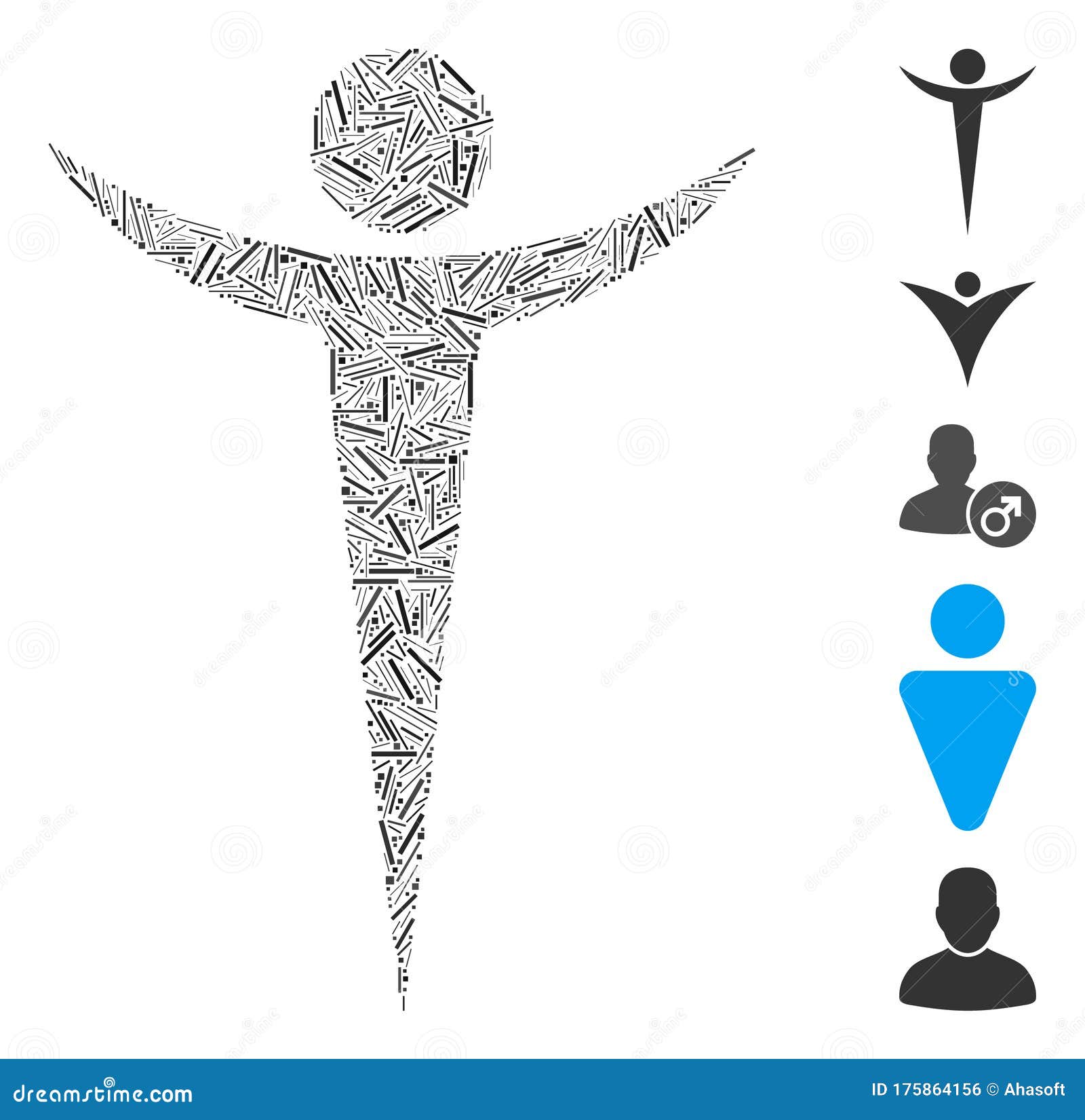 dash collage abstract man icon