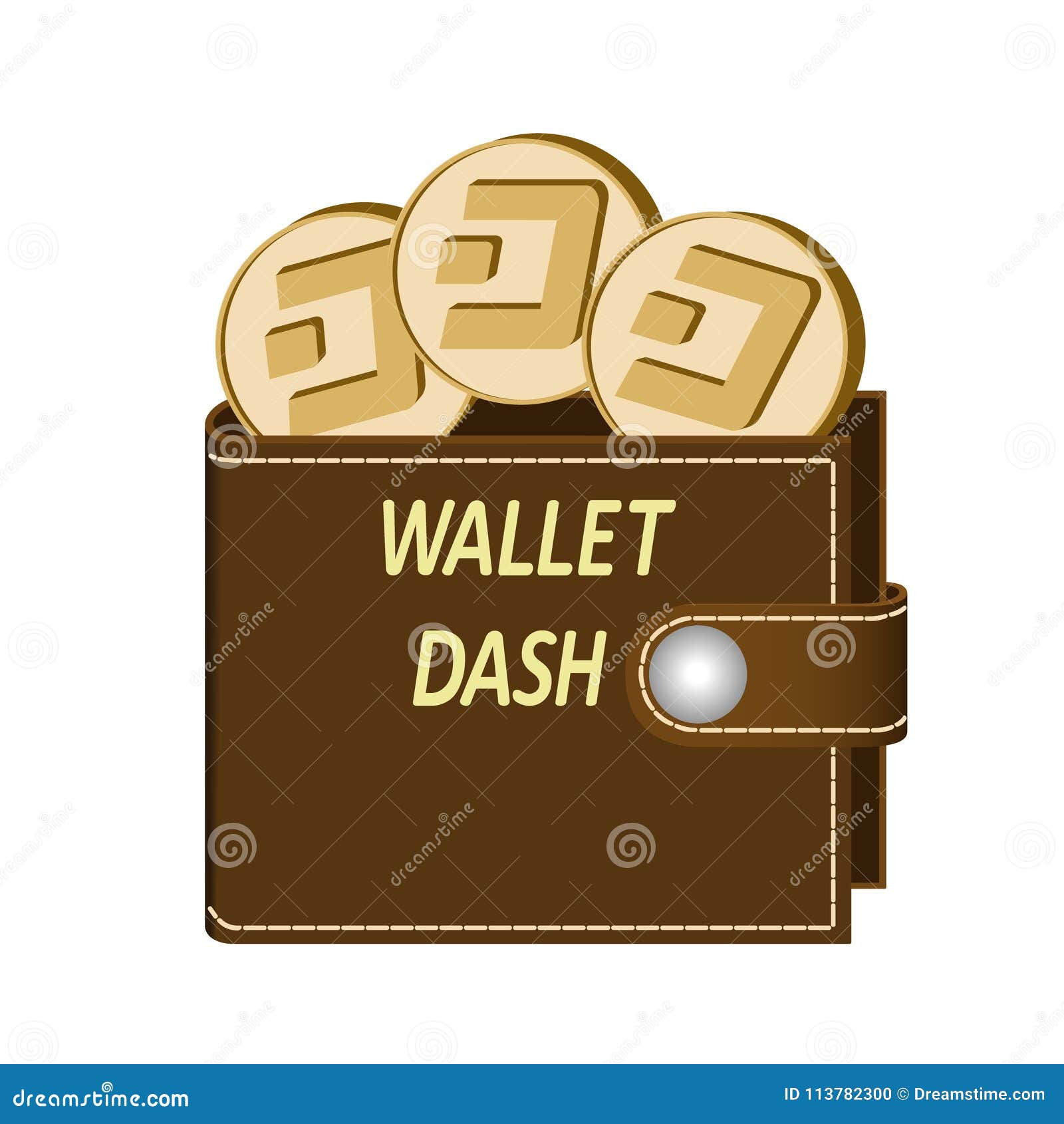Dash Wallet with Coins on a White Background Stock Vector - Illustration of  crypto, concept: 113782300
