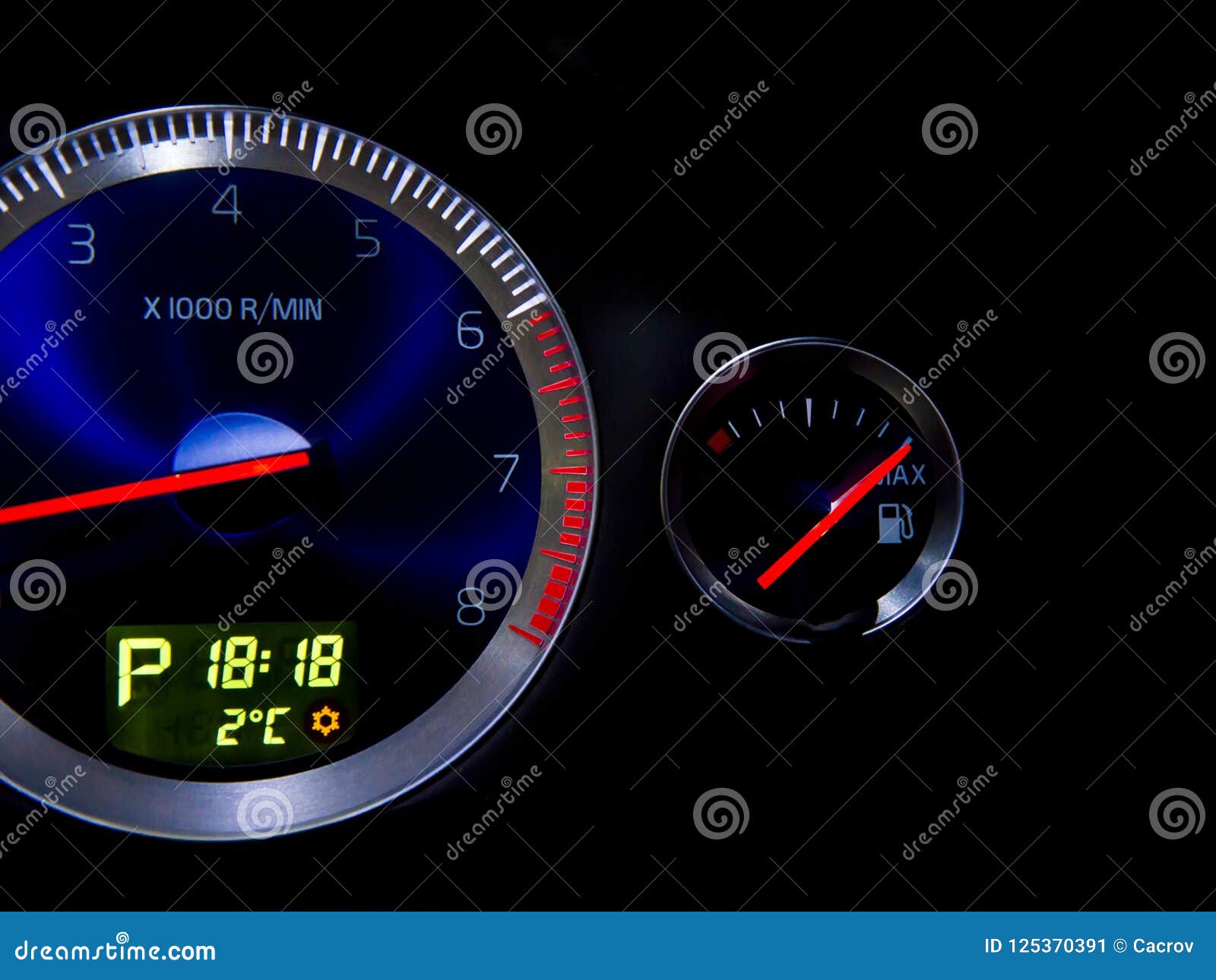 Dashboard with fuel gauge stock image. Image of fuel 125370391
