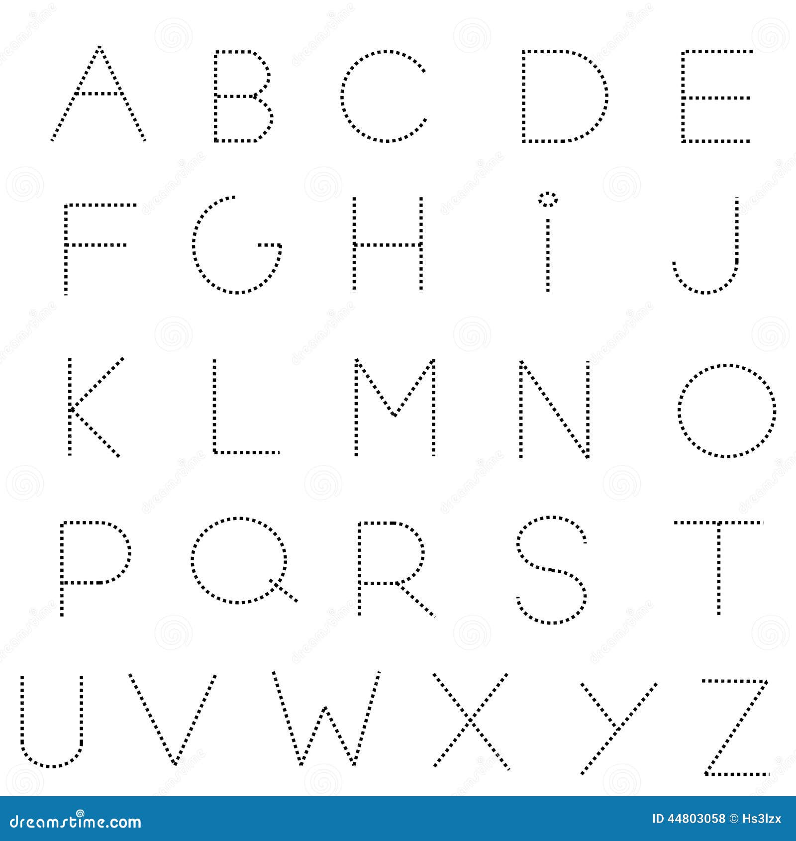 dashed line alphabet set