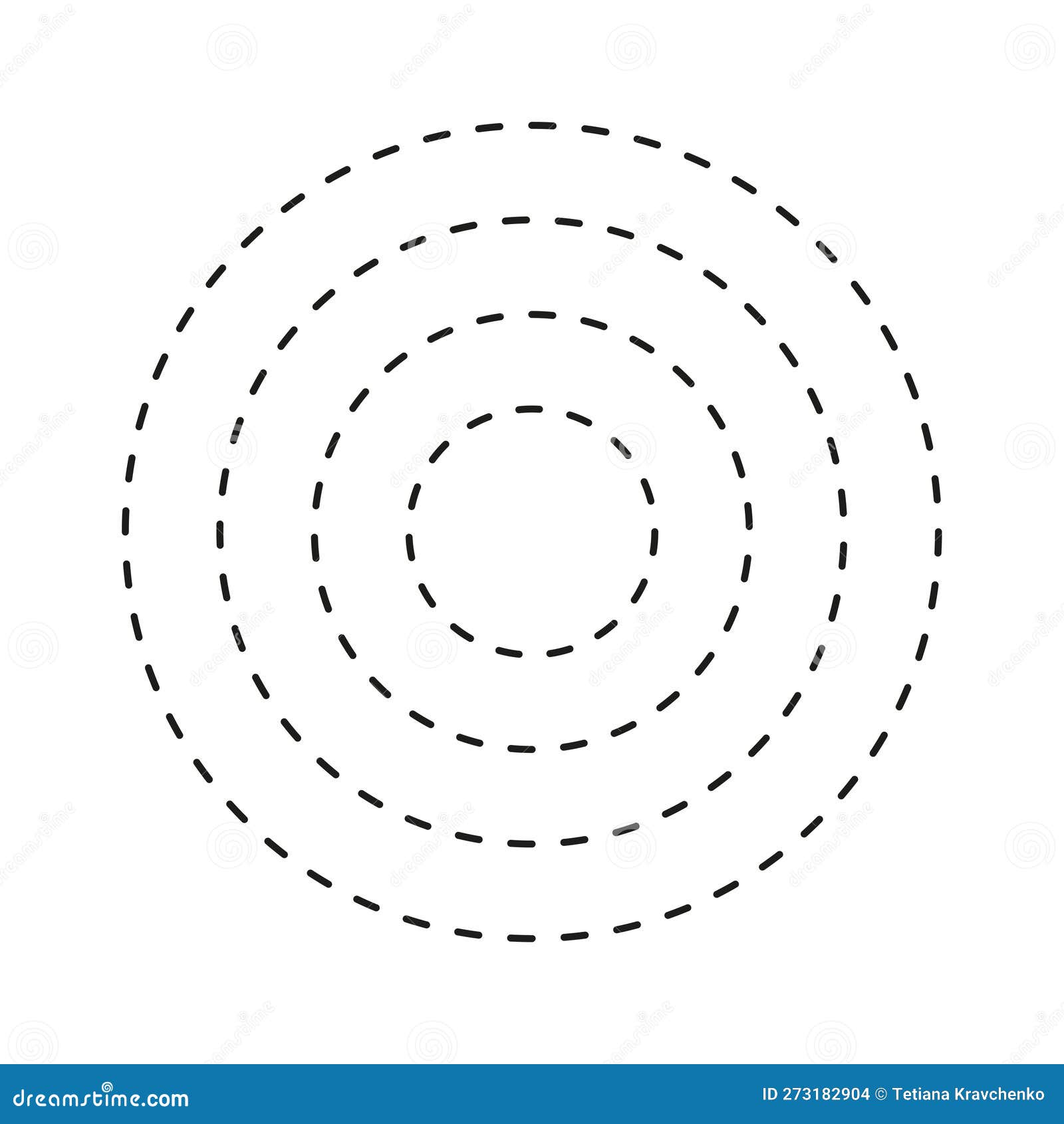 Dashed Line Circles. Round Shape. Geometric Pattern. Vector