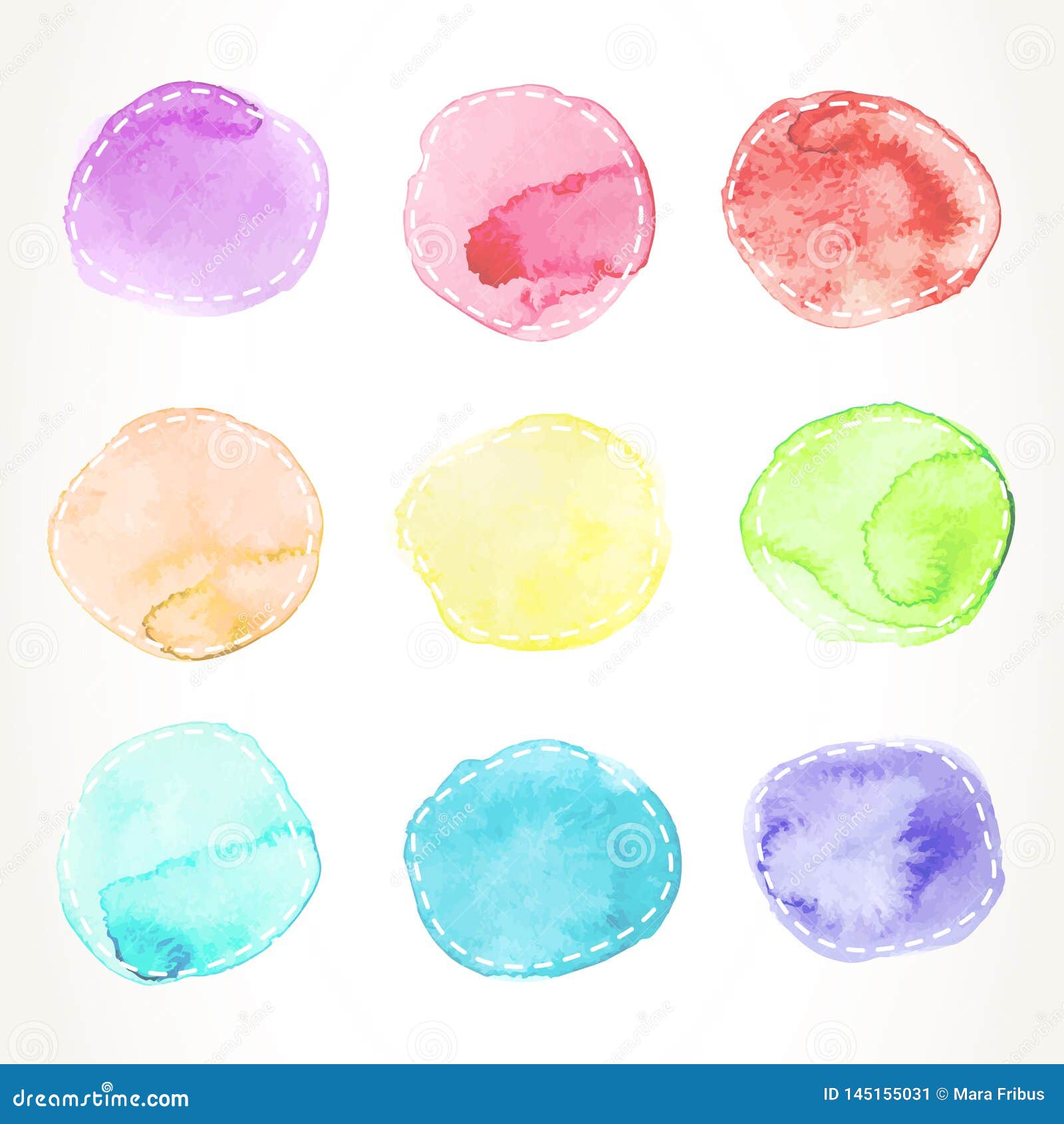 Download Dashed watercolor circles stock vector. Illustration of round - 145155031