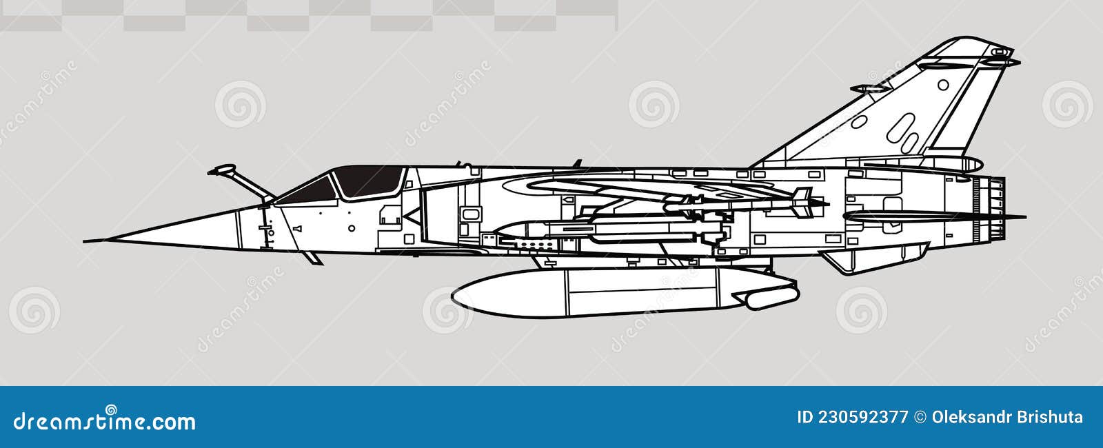 dassault mirage f1.  drawing of multirole fighter.