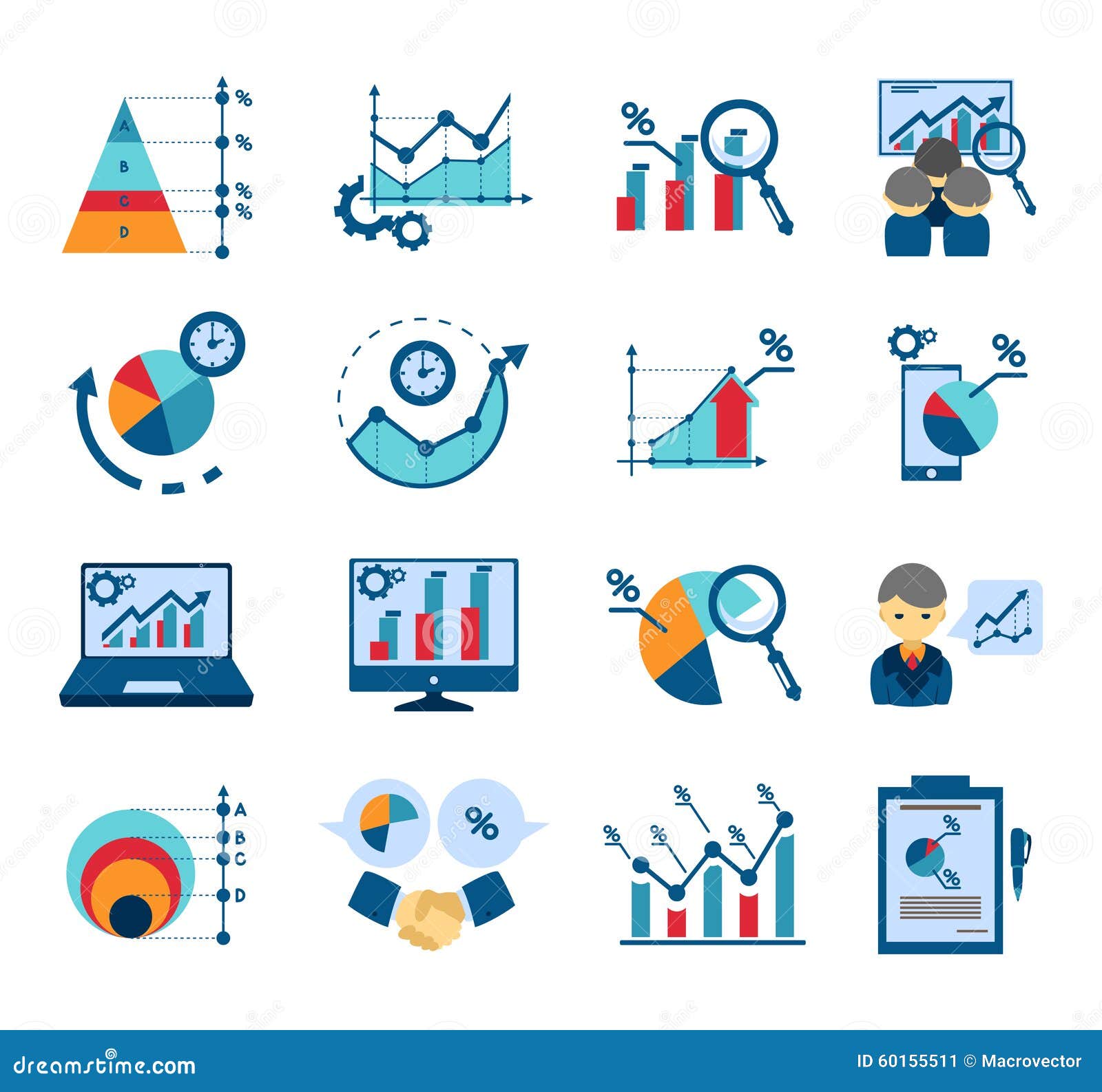 data analysis flat icons collection