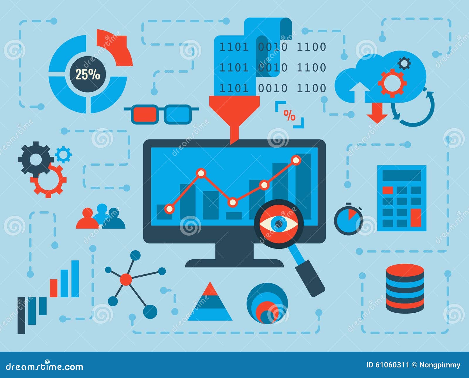 Data Analysis Stock Vector Illustration Of Flat Marketing 61060311