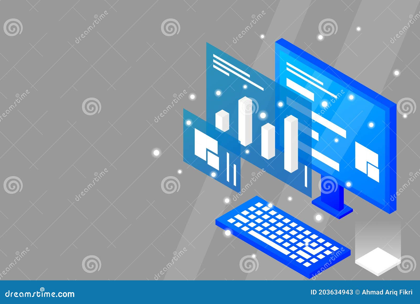 data analysis in isometric  . technician in datacenter or data center room background. network mainframe infrastructur