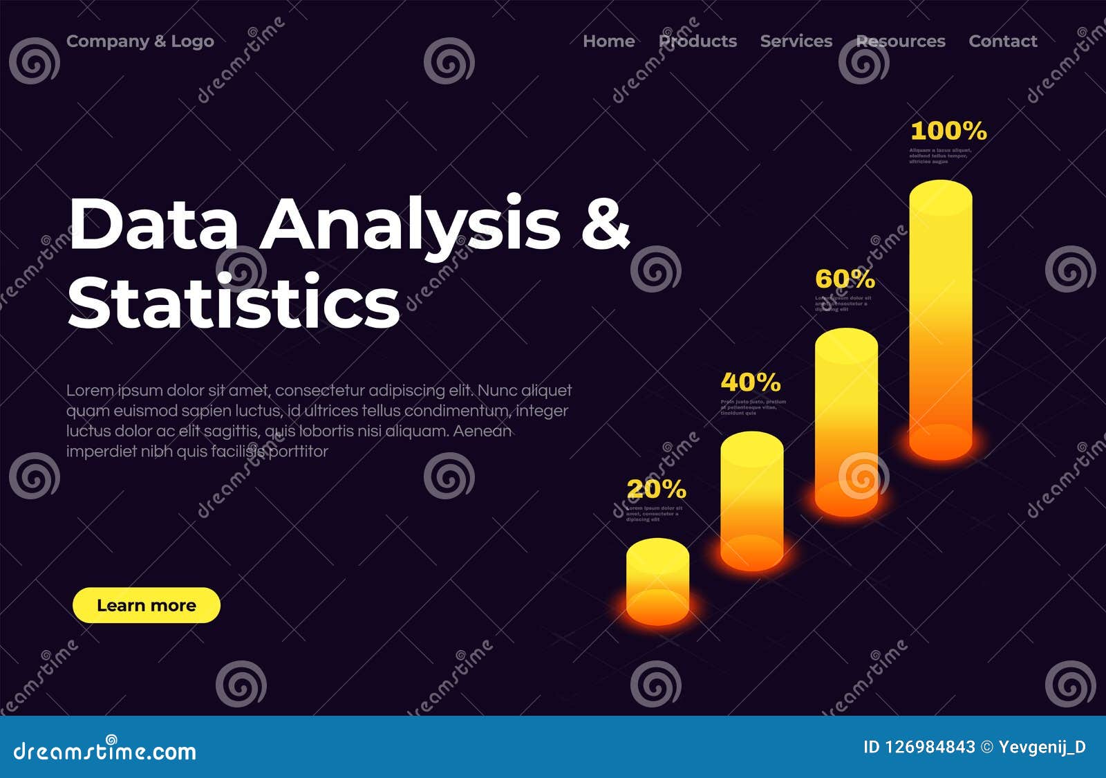 Data Analysis And Statistics Landing Page Template With Isometric