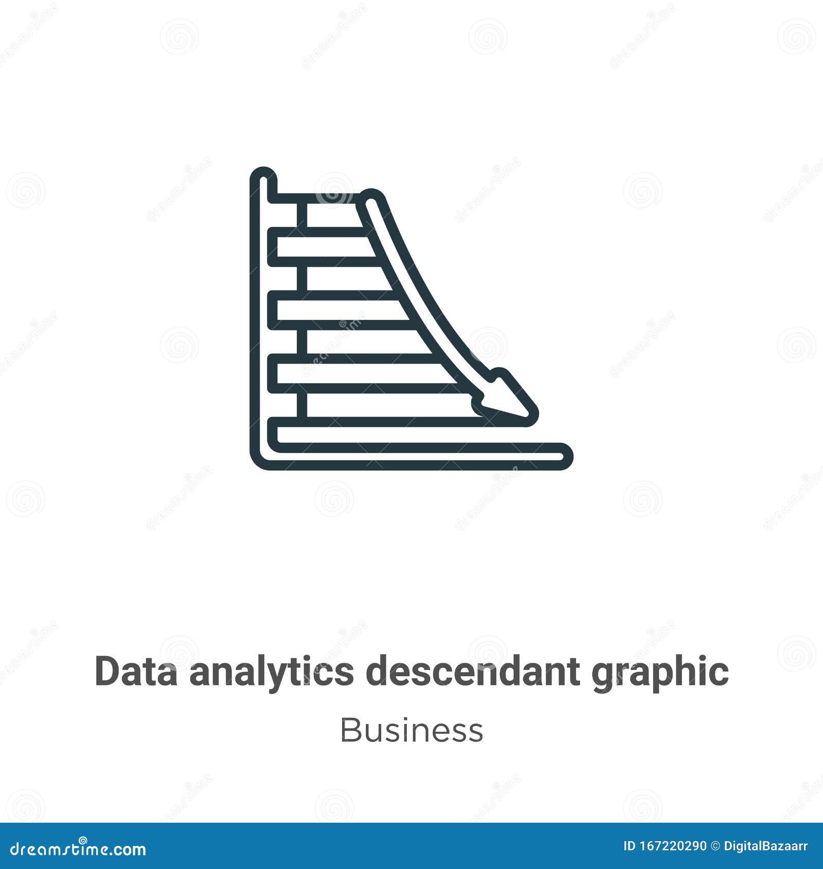 data analytics descendant graphic outline  icon. thin line black data analytics descendant graphic icon, flat  simple