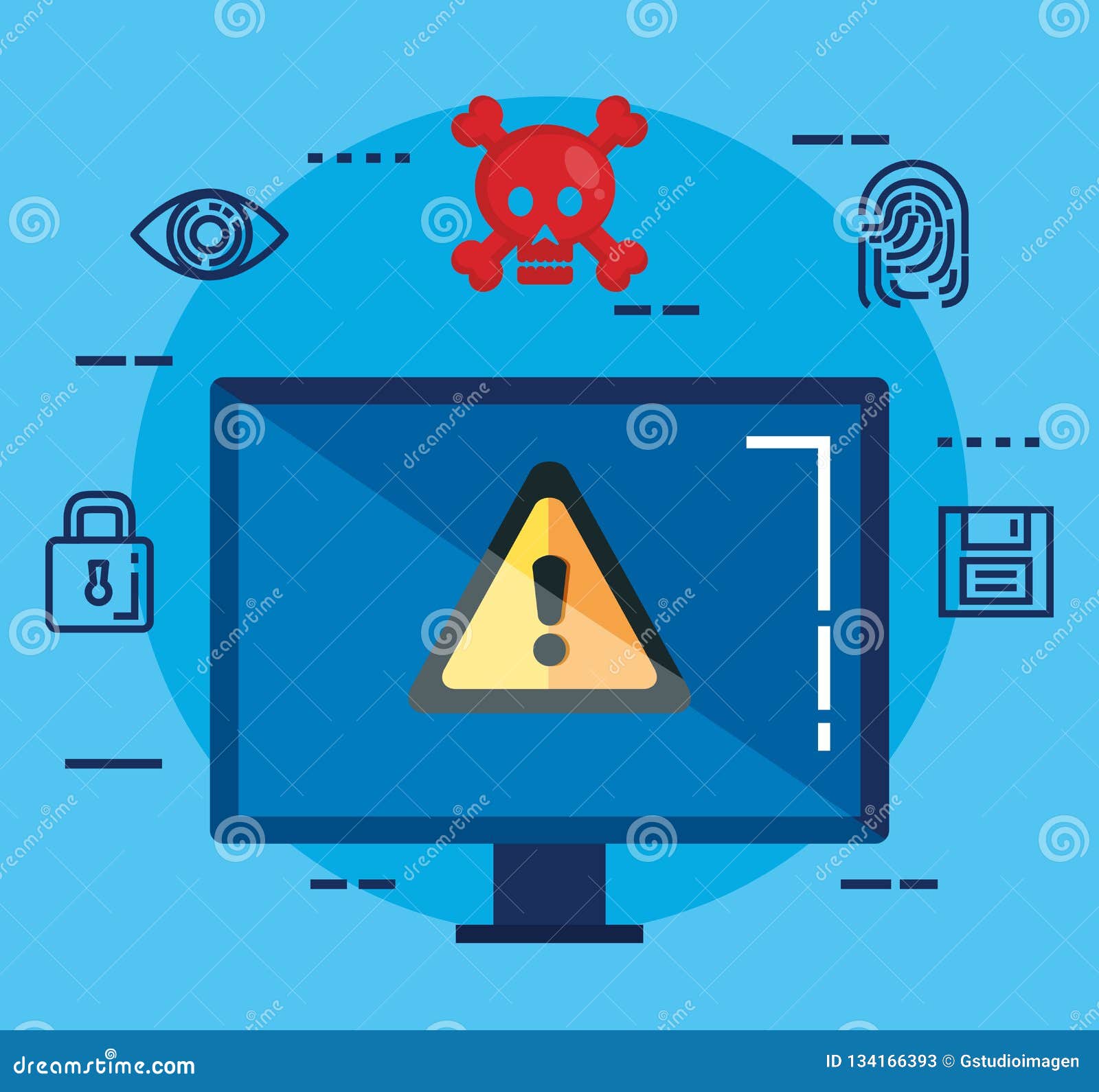 Data Center Security with Desktop Stock Vector - Illustration of finger