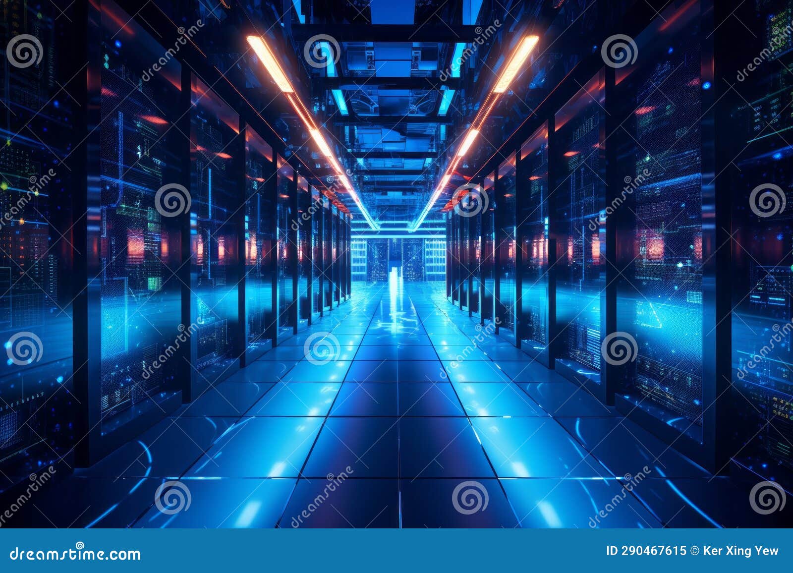 Data Center Server Room stock illustration. Illustration of connection