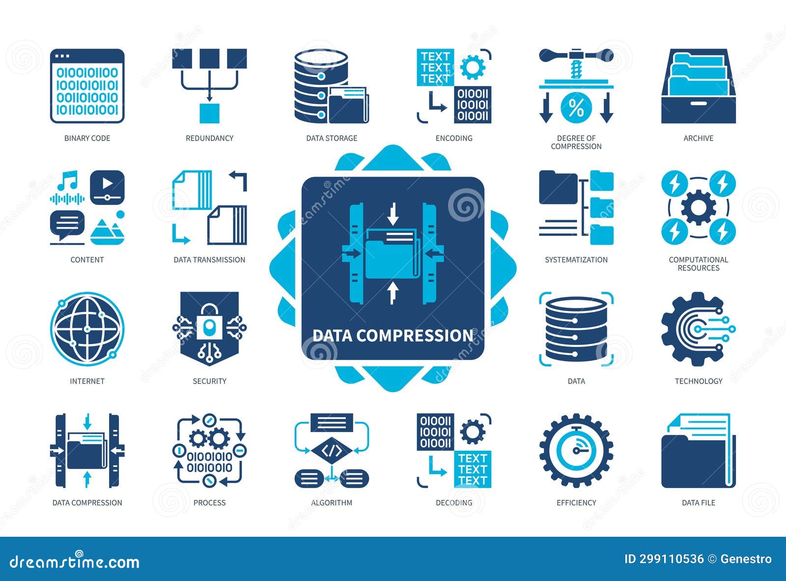 Data Compression Solid Icon Set Stock Illustration - Illustration of ...